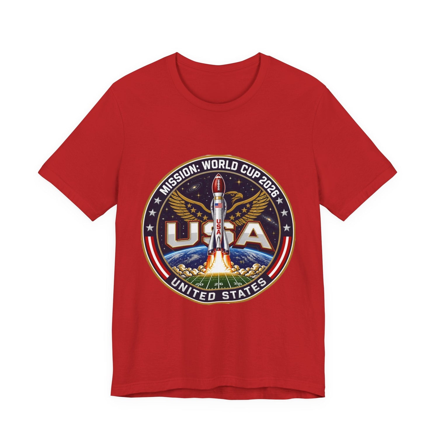 USA Rocket Mission Tee — World Cup 2024 Vintage Space Graphic T-Shirt Printify