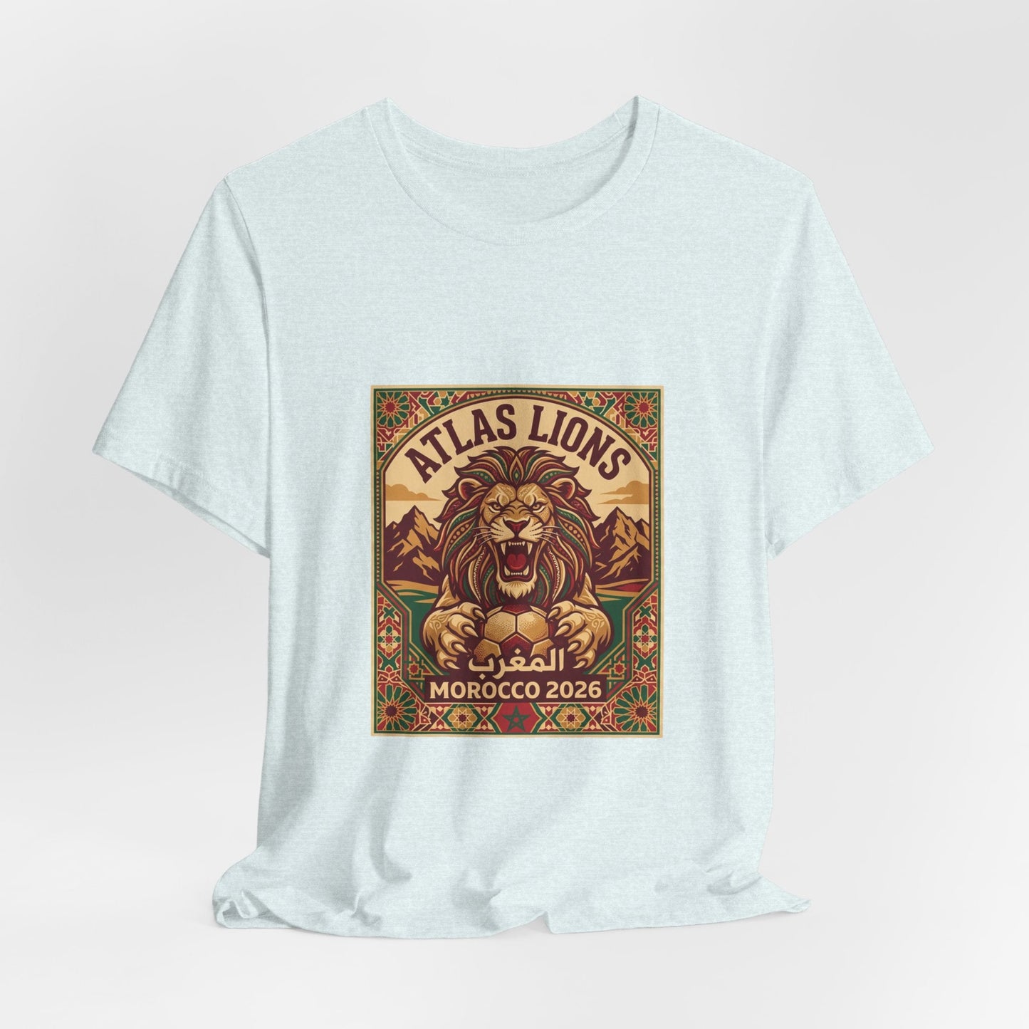 Atlas Lions Morocco 2026 Tee — Vintage Soccer Lion Graphic T-Shirt Printify