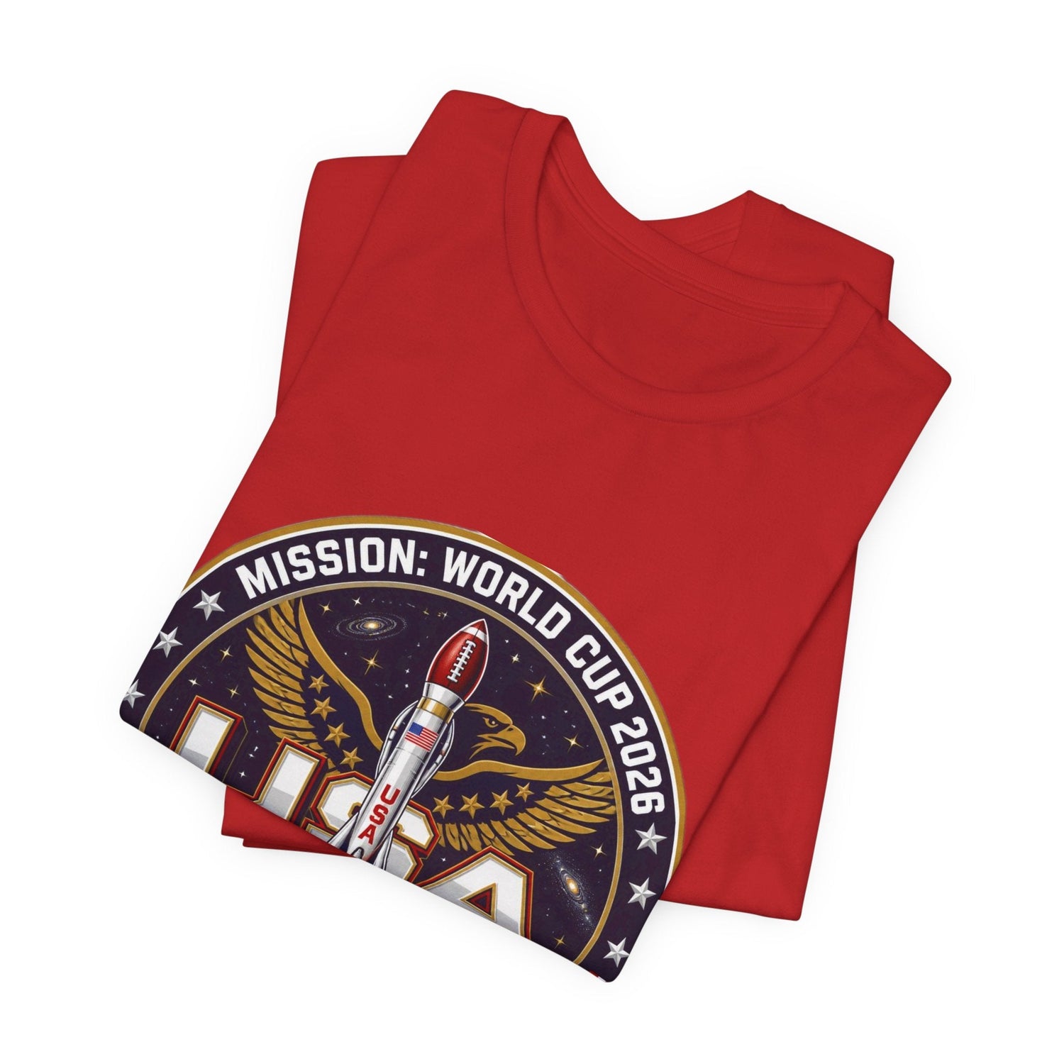 USA Rocket Mission Tee — World Cup 2024 Vintage Space Graphic T-Shirt Printify