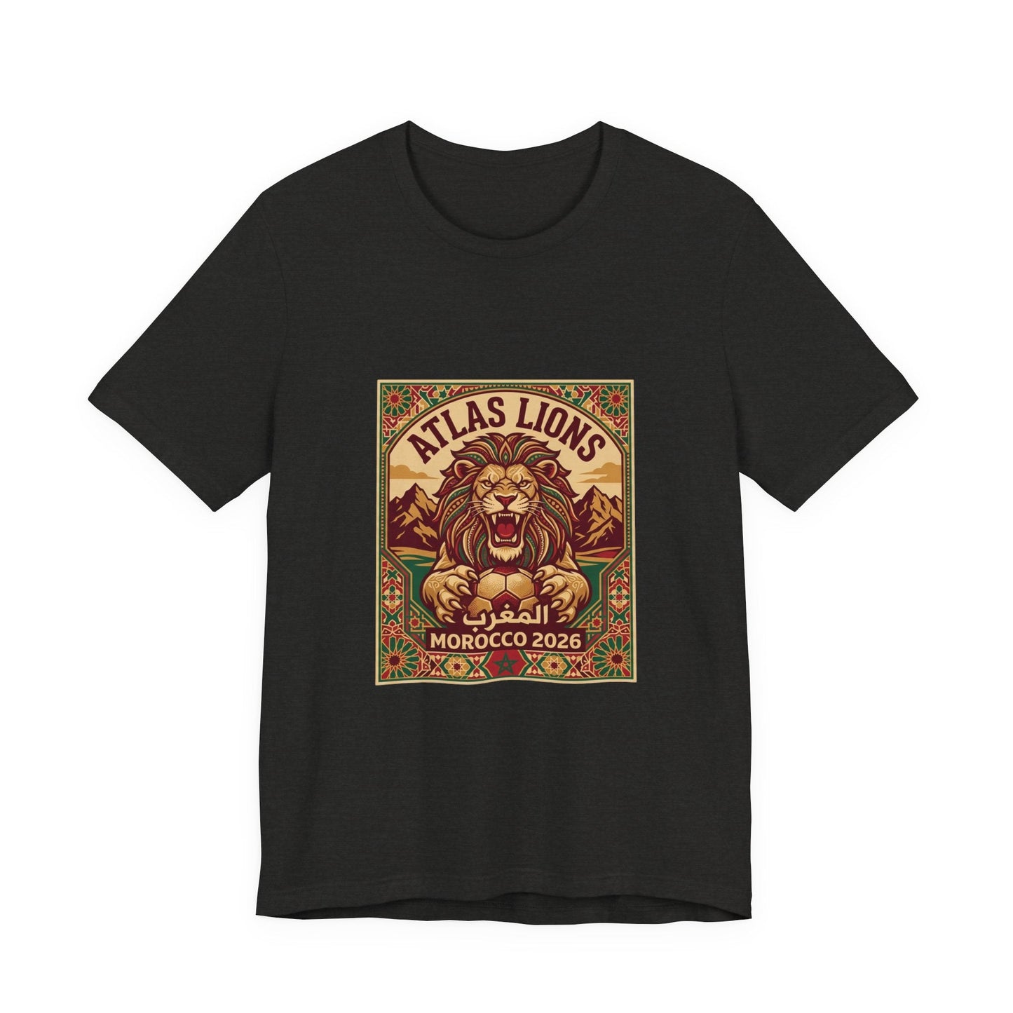 Atlas Lions Morocco 2026 Tee — Vintage Soccer Lion Graphic T-Shirt Printify