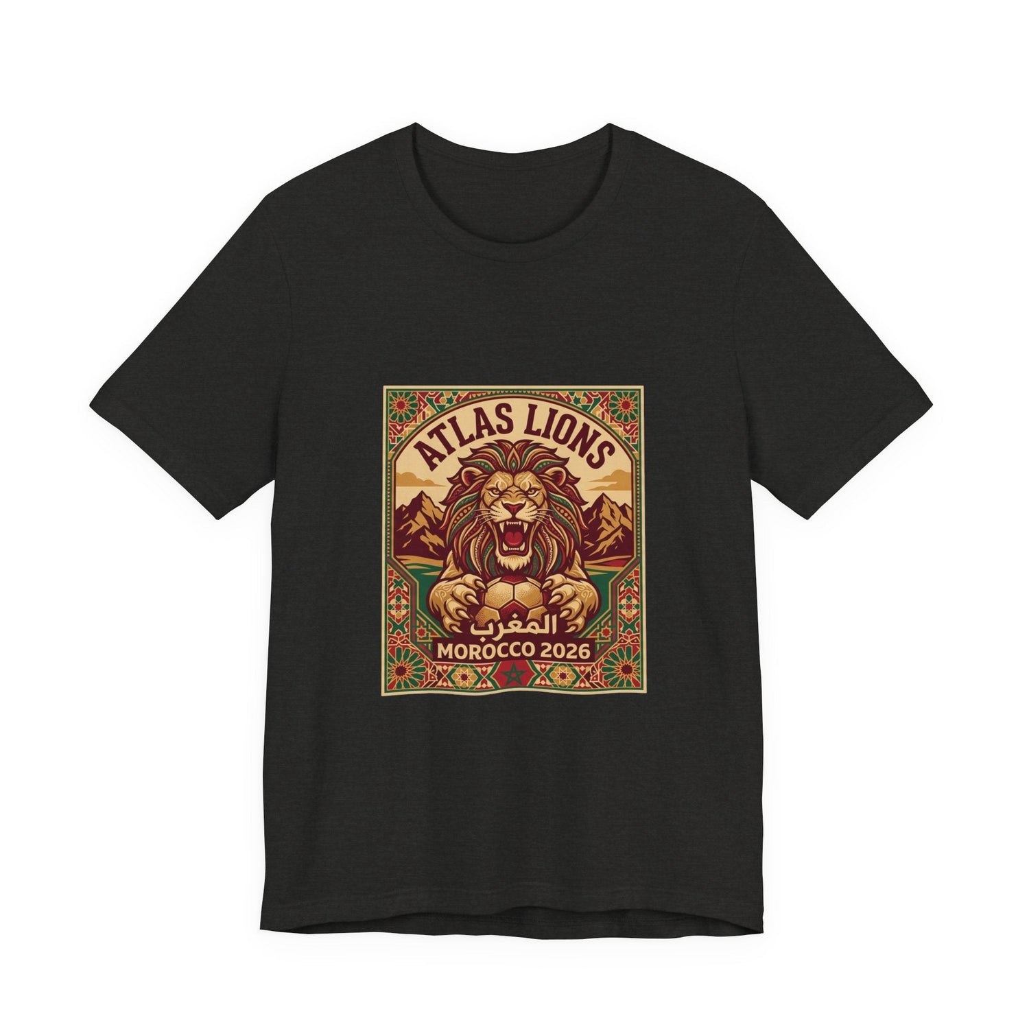 Atlas Lions Morocco 2026 Tee — Vintage Soccer Lion Graphic T-Shirt Printify