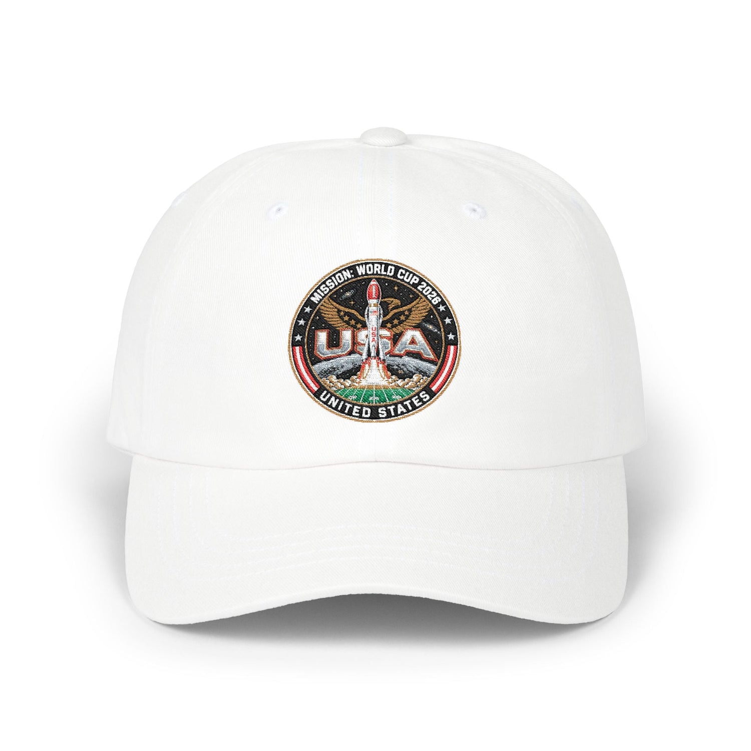 Dad Cap with Vintage USA Eagle Patch — Patriotic Baseball Hat Printify
