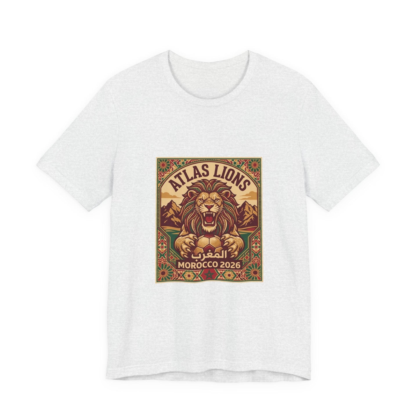 Atlas Lions Morocco 2026 Tee — Vintage Soccer Lion Graphic T-Shirt Printify