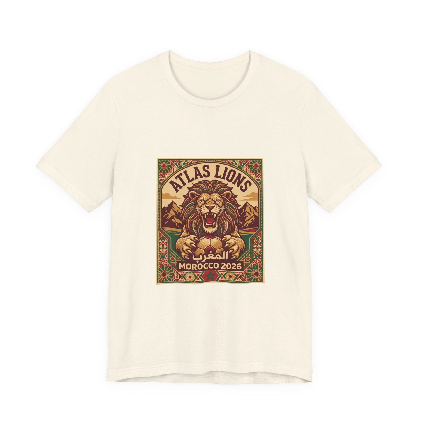 Atlas Lions Morocco 2026 Tee — Vintage Soccer Lion Graphic T-Shirt Printify
