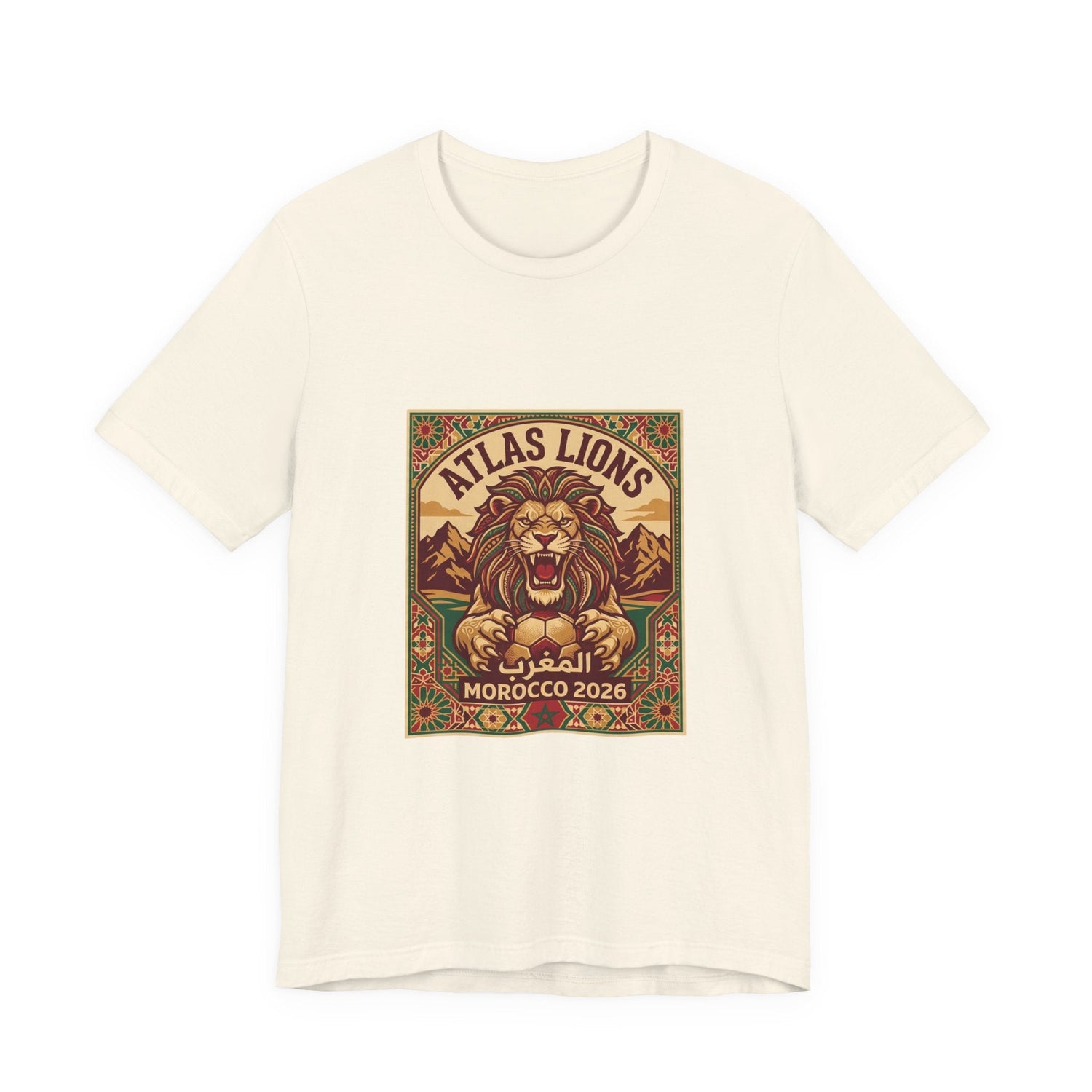 Atlas Lions Morocco 2026 Tee — Vintage Soccer Lion Graphic T-Shirt Printify