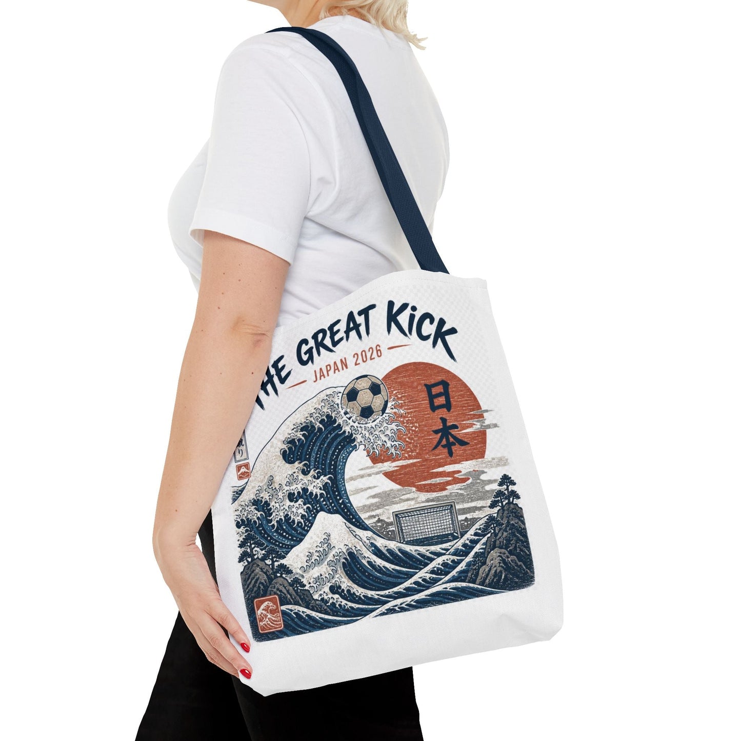 The Great Kick Japan Soccer Tote Bag — Japanese Wave Football Design Printify