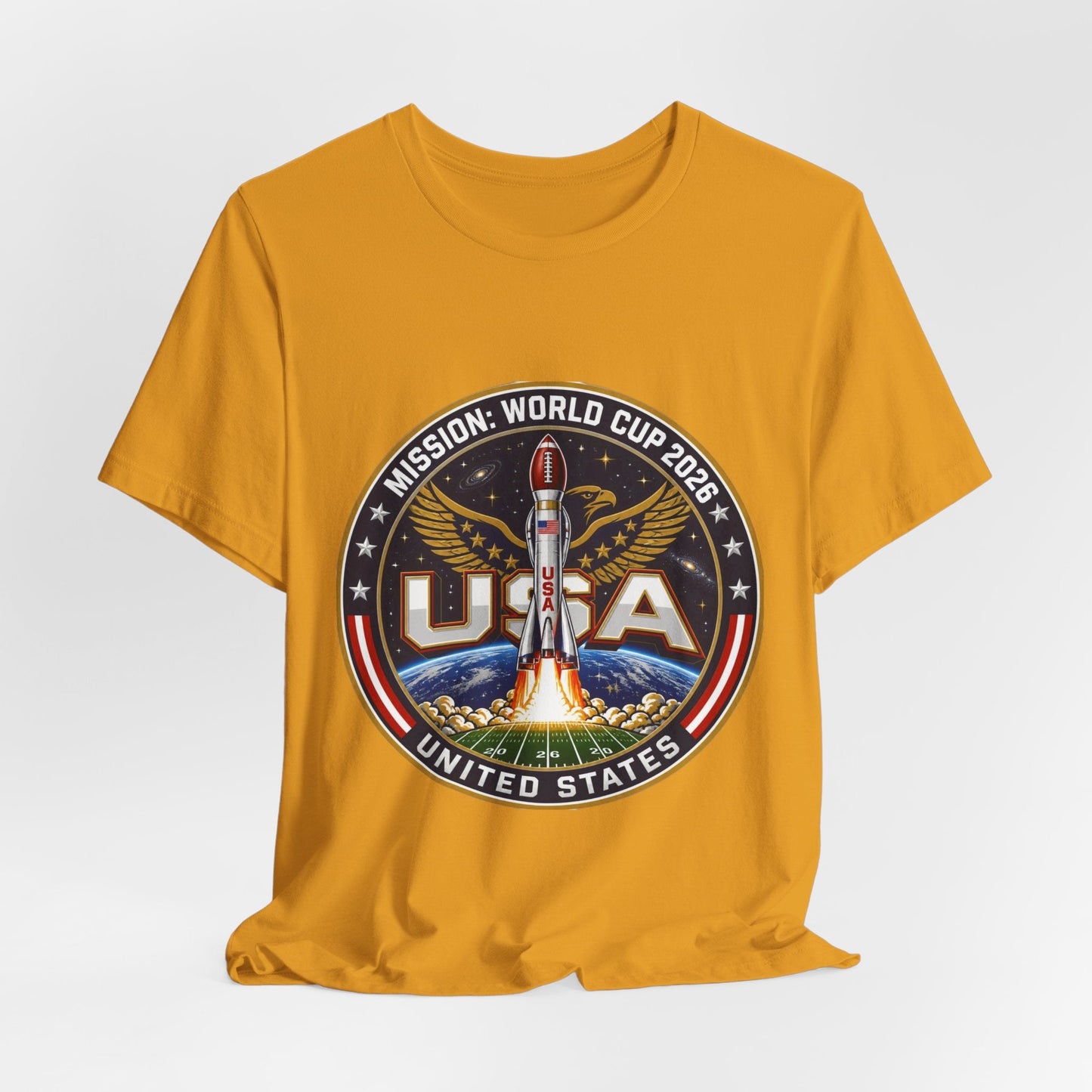 USA Rocket Mission Tee — World Cup 2024 Vintage Space Graphic T-Shirt Printify