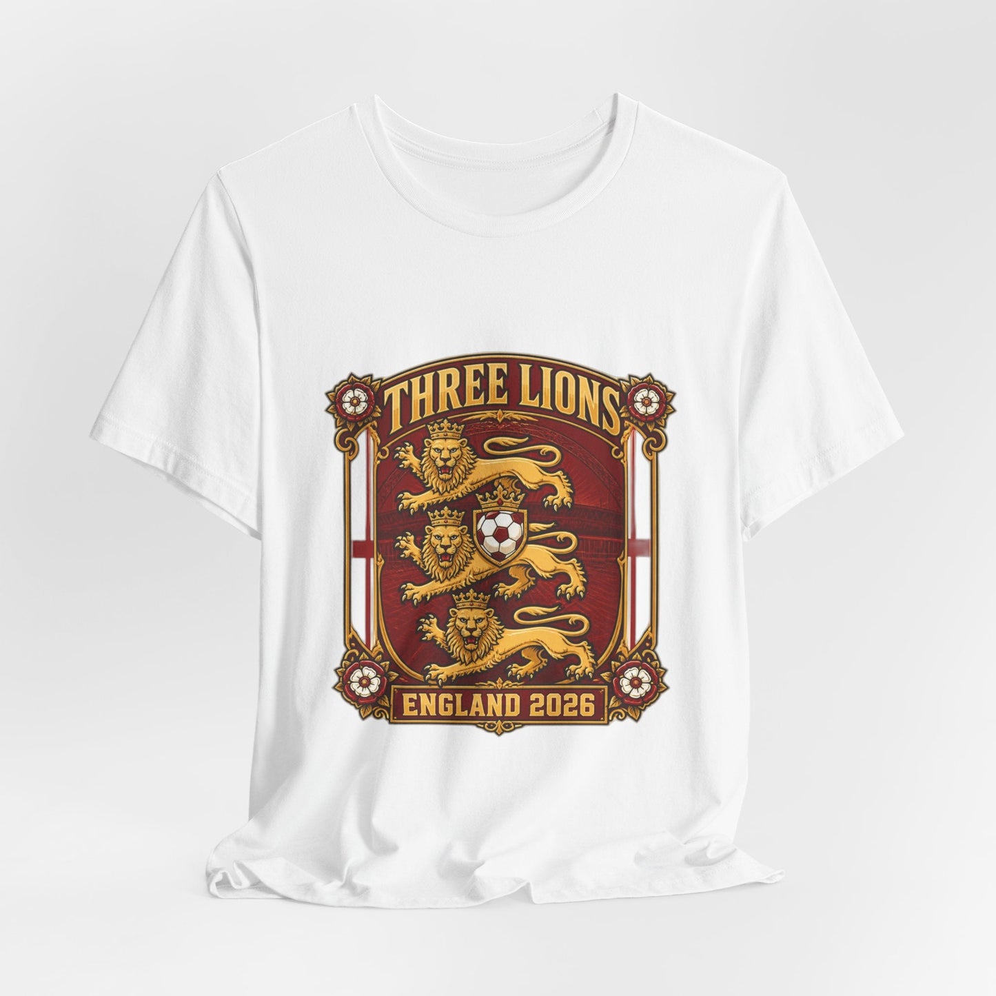 Three Lions England 2026 T‑Shirt — Vintage Football Crest Tee Printify
