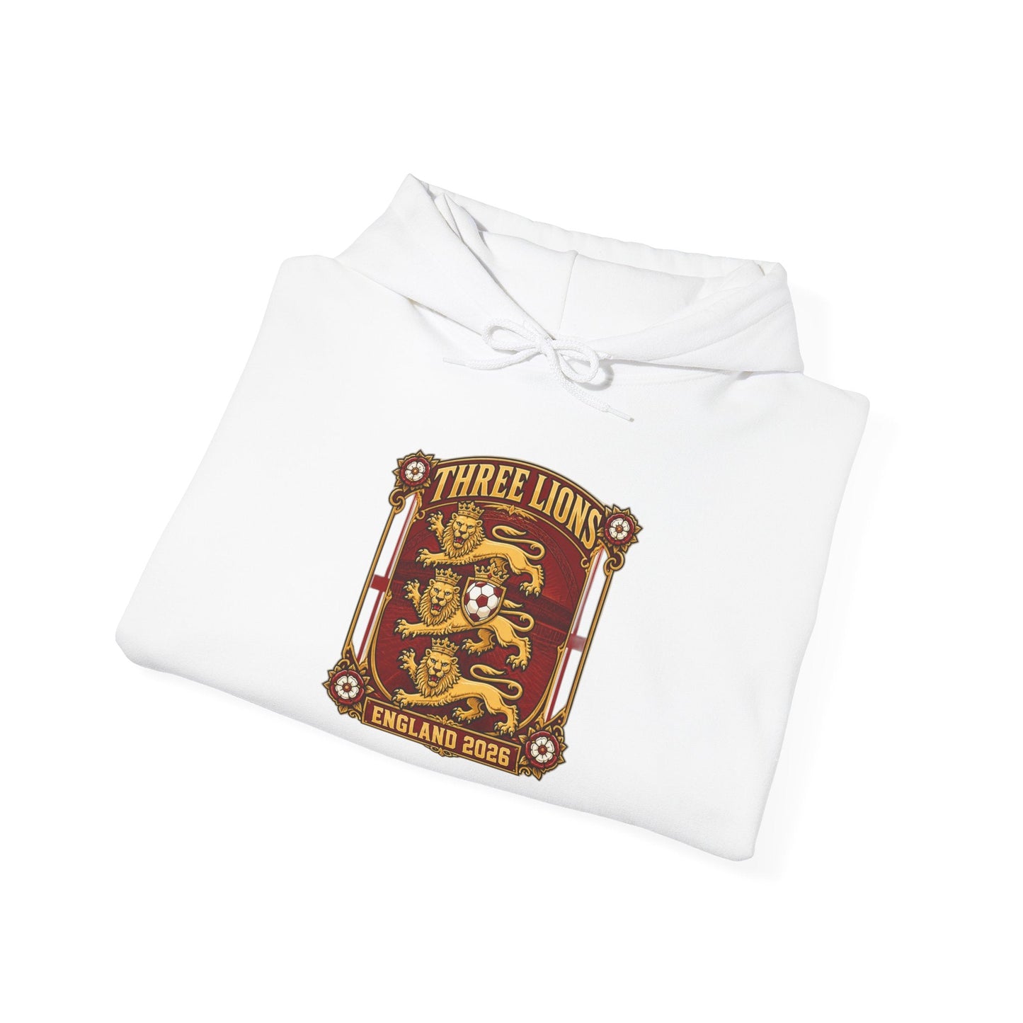 Three Lions England 2024 Hoodie — Retro Football Crest Hooded Sweatshirt Printify