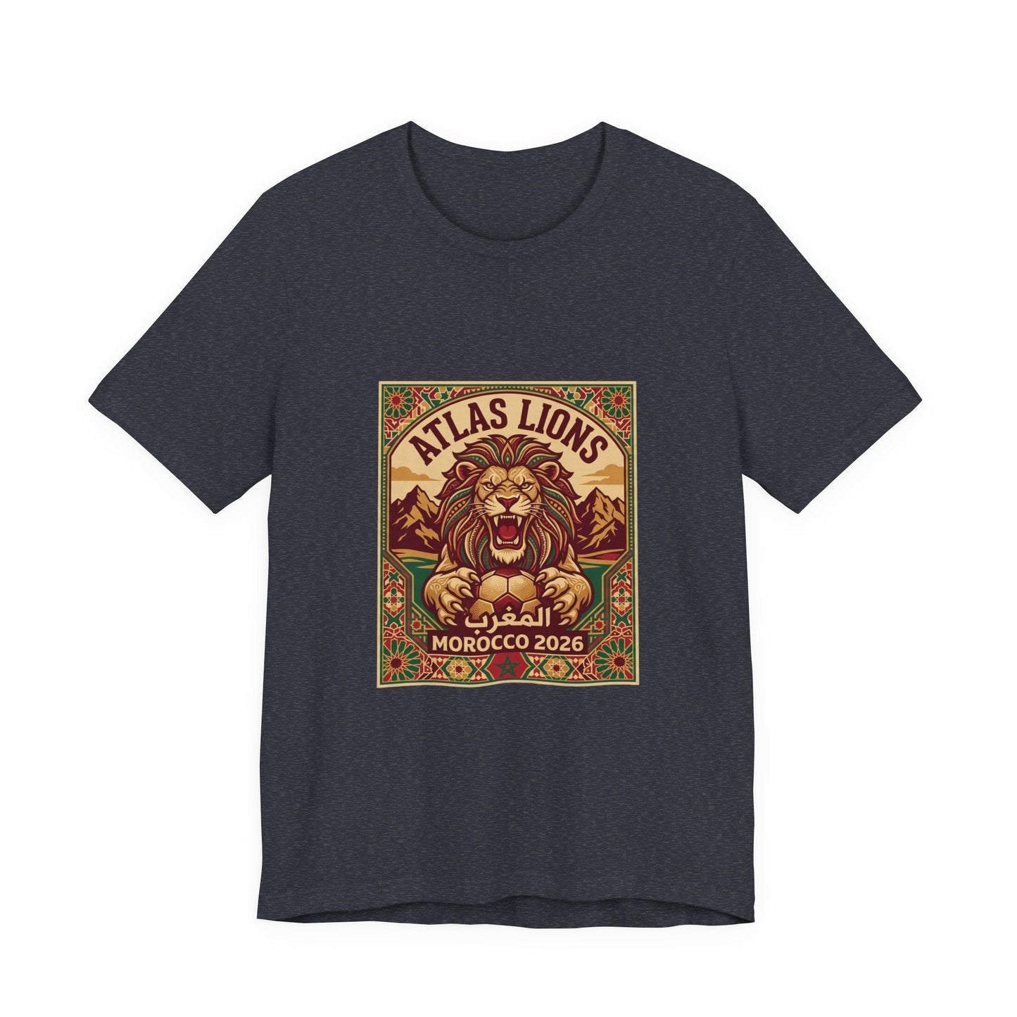 Atlas Lions Morocco 2026 Tee — Vintage Soccer Lion Graphic T-Shirt Printify