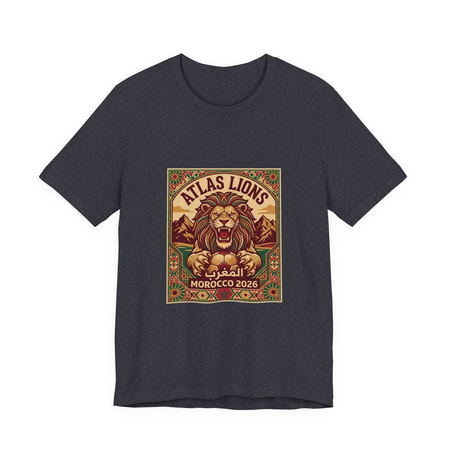 Atlas Lions Morocco 2026 Tee — Vintage Soccer Lion Graphic T-Shirt Printify