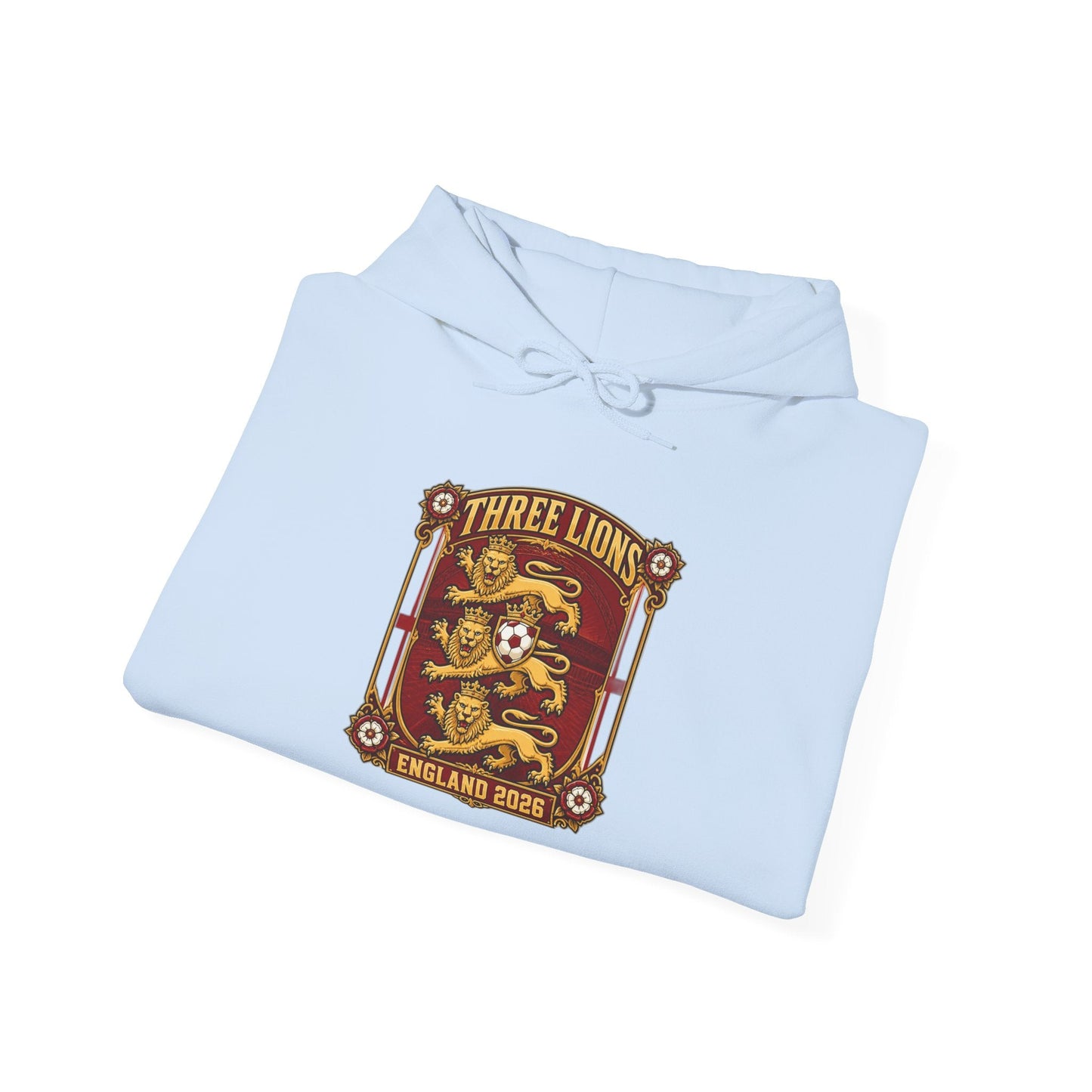 Three Lions England 2024 Hoodie — Retro Football Crest Hooded Sweatshirt Printify