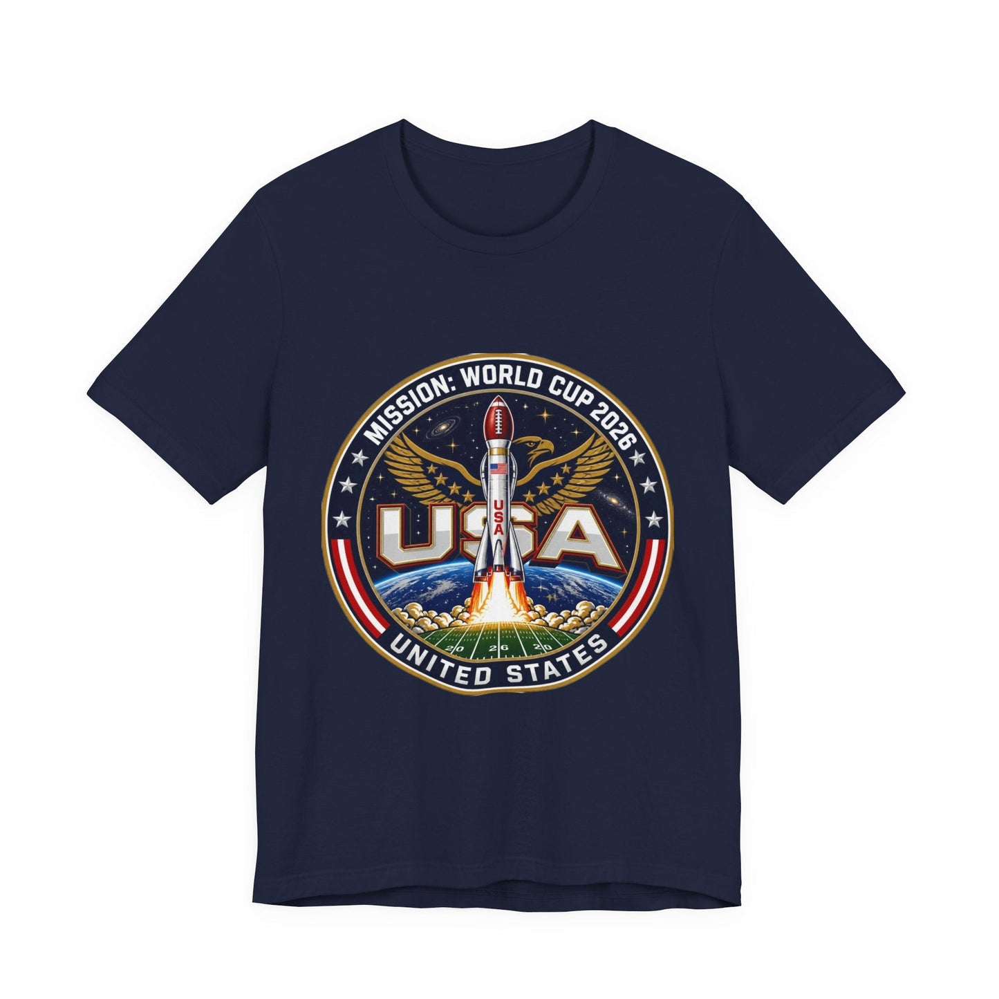 USA Rocket Mission Tee — World Cup 2024 Vintage Space Graphic T-Shirt Printify