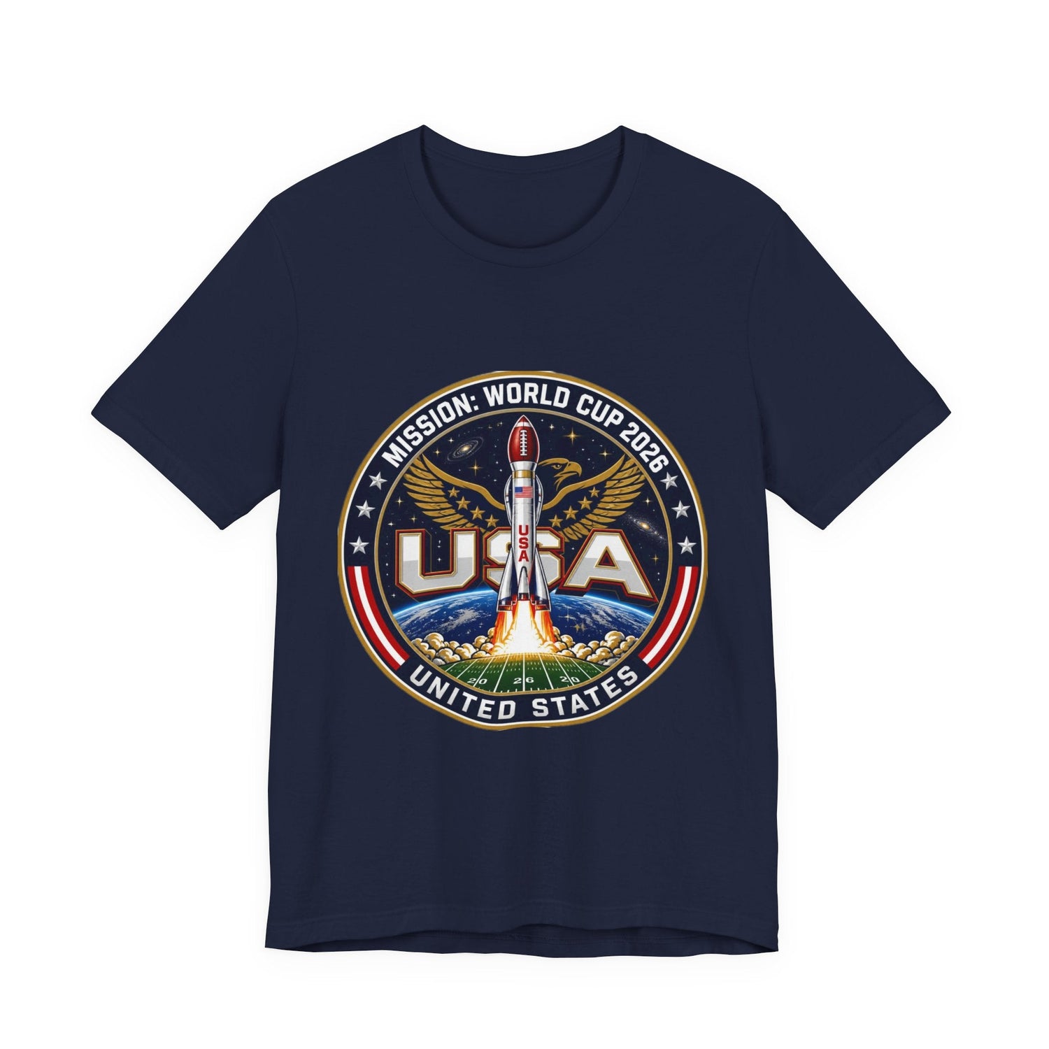 USA Rocket Mission Tee — World Cup 2024 Vintage Space Graphic T-Shirt Printify