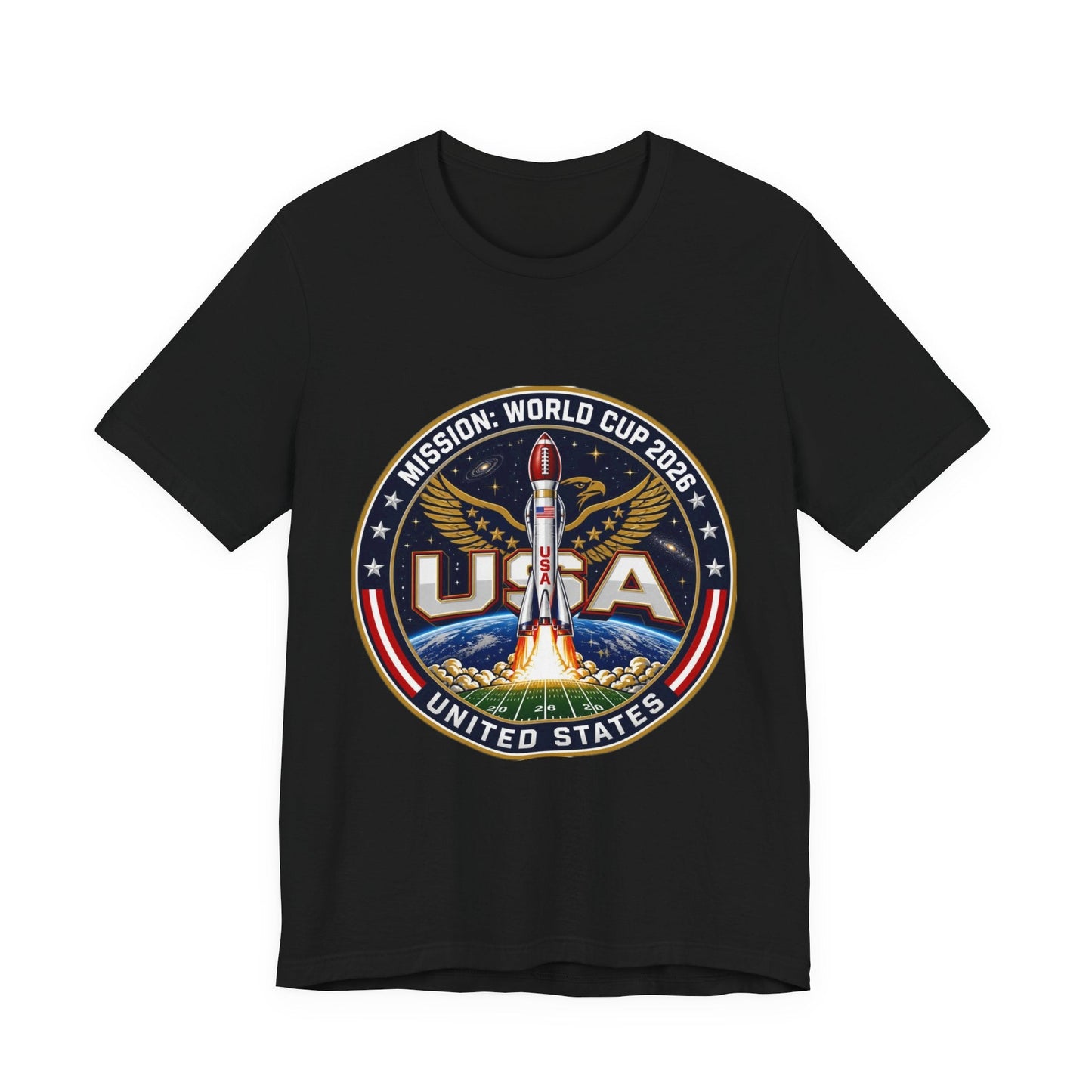 USA Rocket Mission Tee — World Cup 2024 Vintage Space Graphic T-Shirt Printify