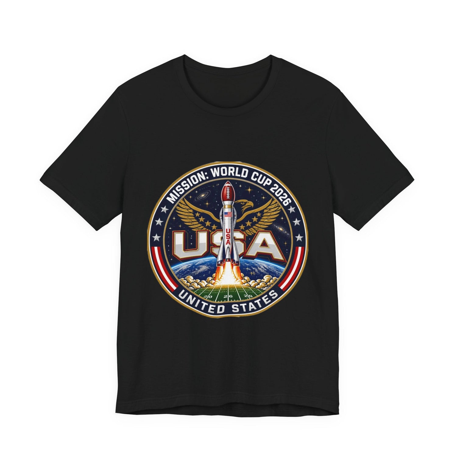 USA Rocket Mission Tee — World Cup 2024 Vintage Space Graphic T-Shirt Printify