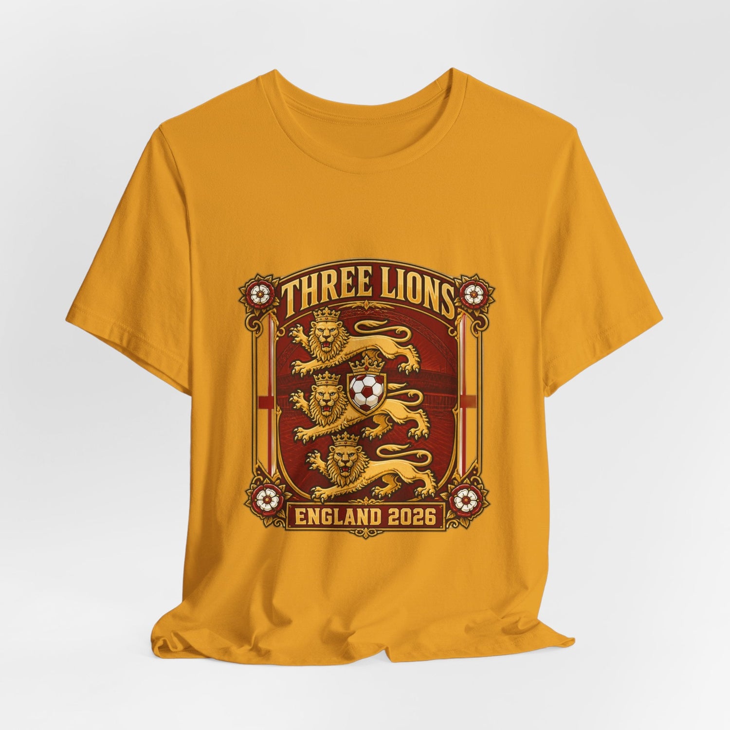 Three Lions England 2026 T‑Shirt — Vintage Football Crest Tee Printify