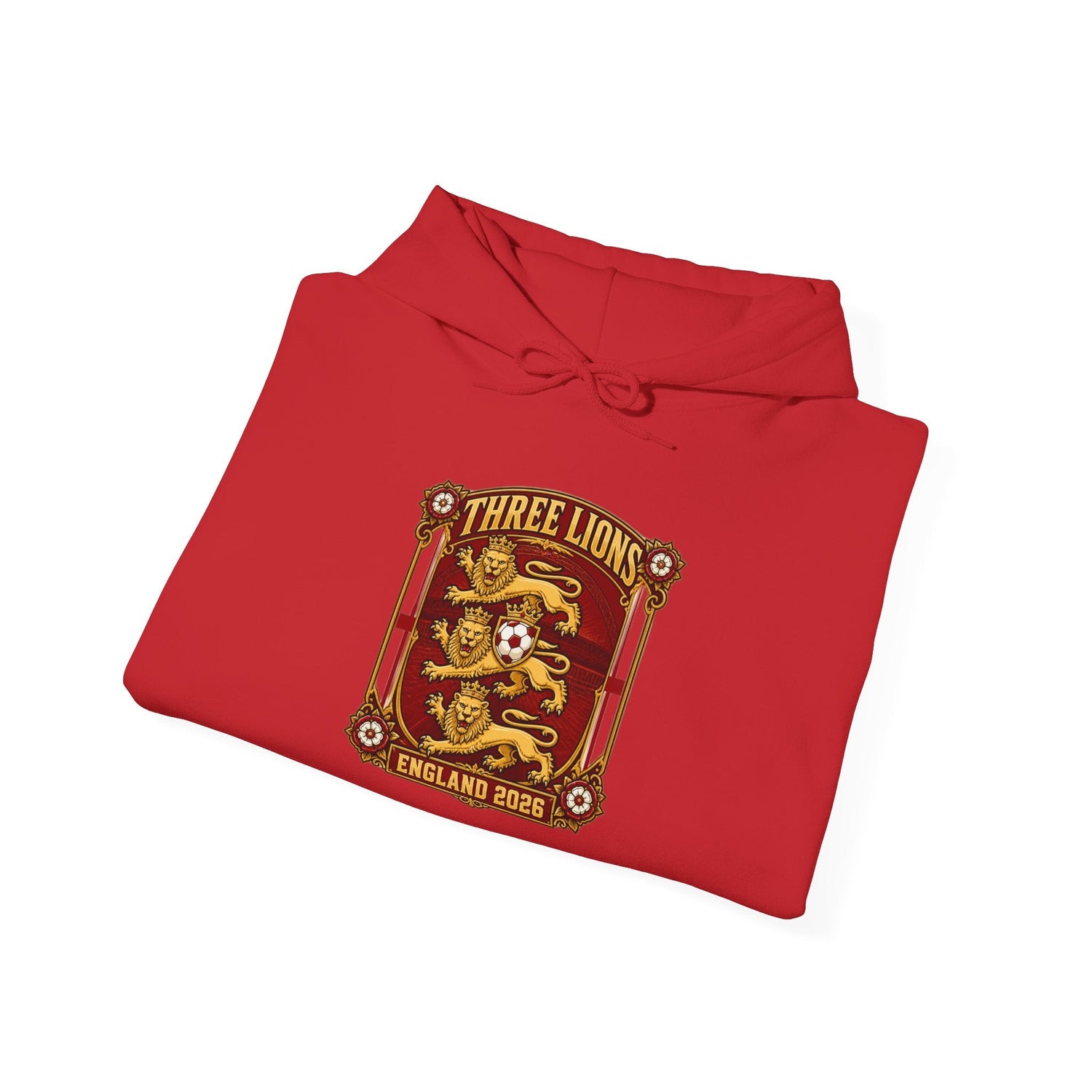 Three Lions England 2024 Hoodie — Retro Football Crest Hooded Sweatshirt Printify