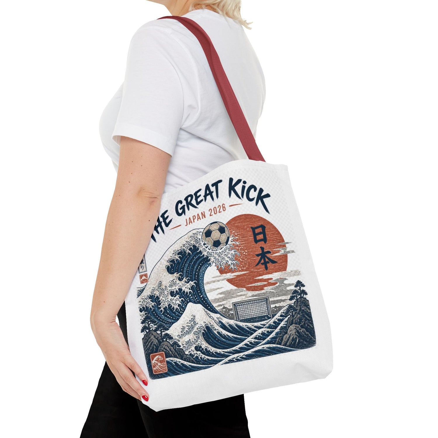 The Great Kick Japan Soccer Tote Bag — Japanese Wave Football Design Printify