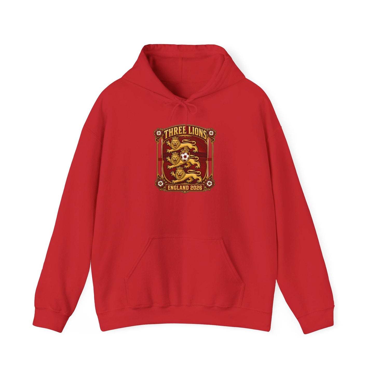 Three Lions England 2024 Hoodie — Retro Football Crest Hooded Sweatshirt Printify