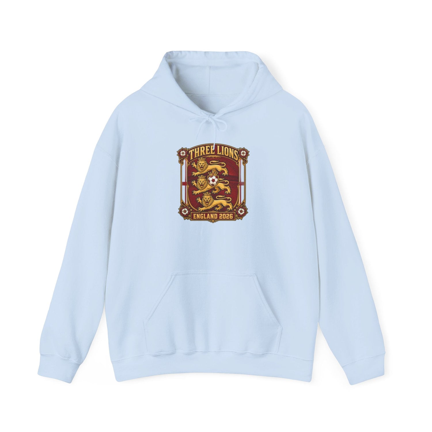 Three Lions England 2024 Hoodie — Retro Football Crest Hooded Sweatshirt Printify