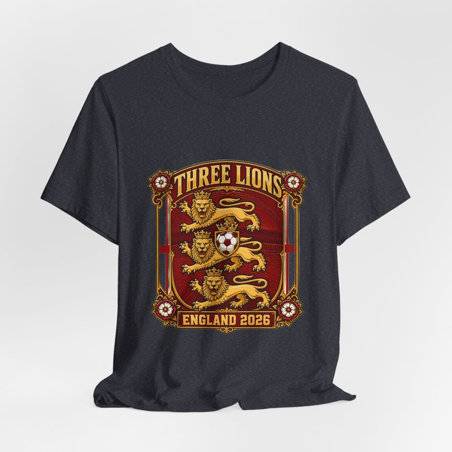 Three Lions England 2026 T‑Shirt — Vintage Football Crest Tee Printify