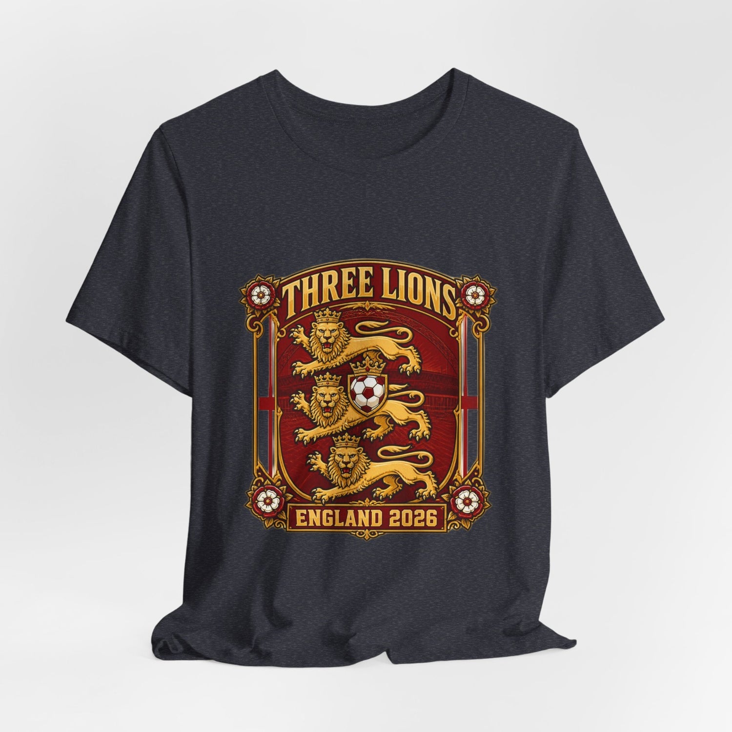 Three Lions England 2026 T‑Shirt — Vintage Football Crest Tee Printify