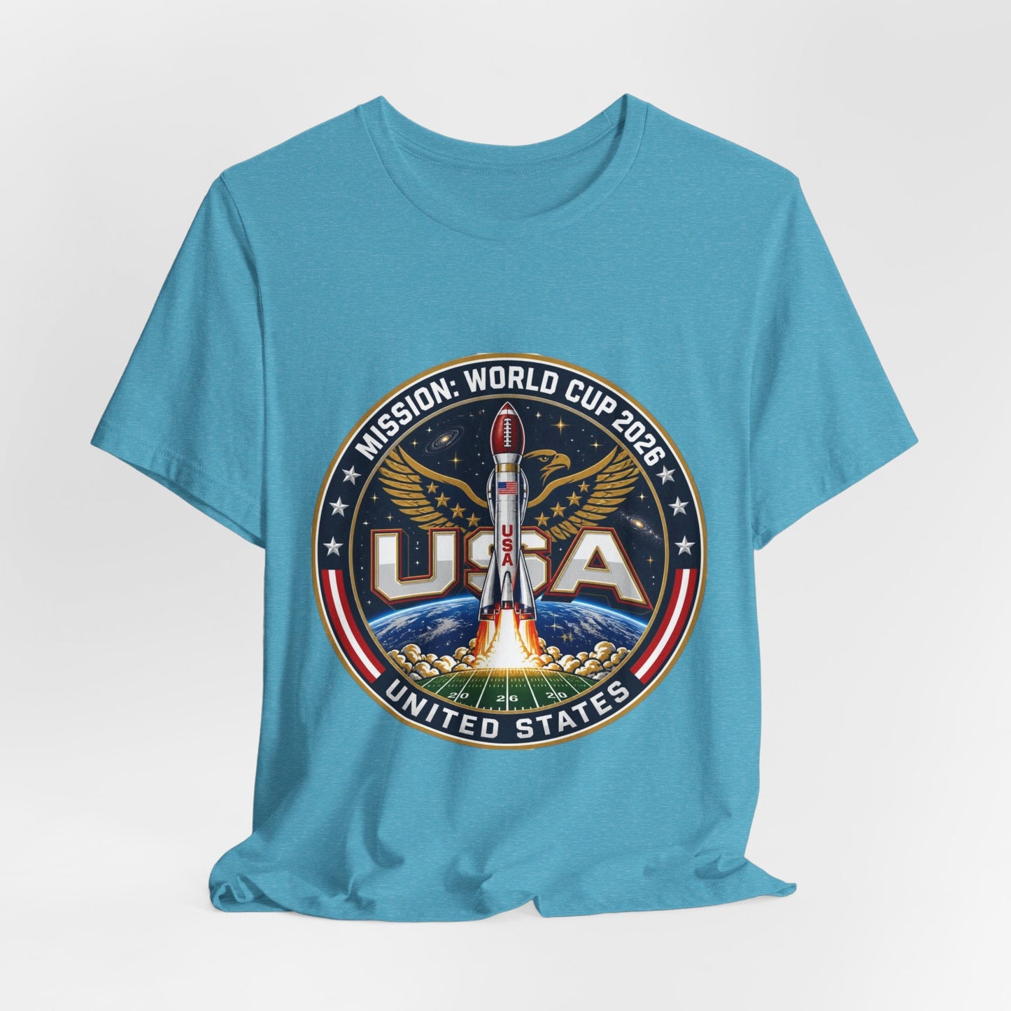 USA Rocket Mission Tee — World Cup 2024 Vintage Space Graphic T-Shirt Printify