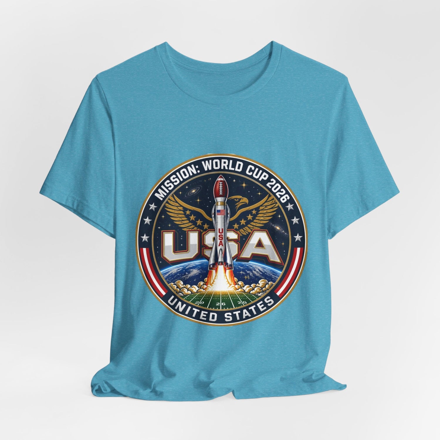 USA Rocket Mission Tee — World Cup 2024 Vintage Space Graphic T-Shirt Printify