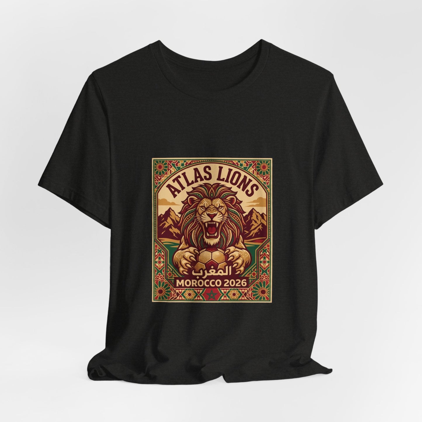 Atlas Lions Morocco 2026 Tee — Vintage Soccer Lion Graphic T-Shirt Printify