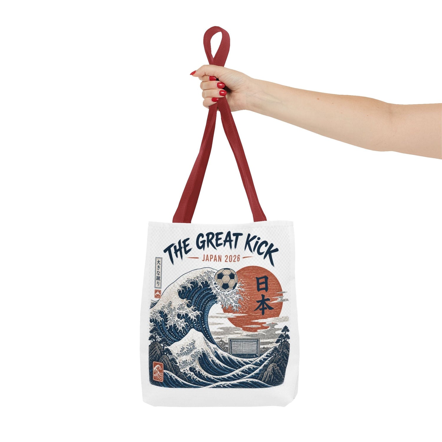 The Great Kick Japan Soccer Tote Bag — Japanese Wave Football Design Printify