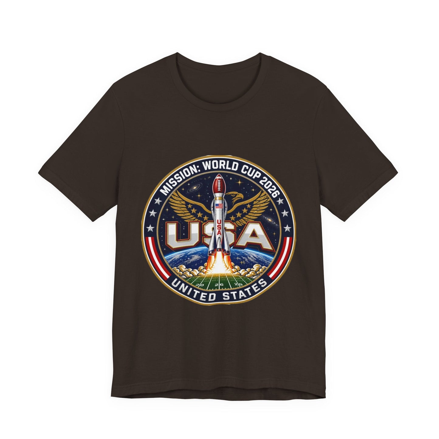 USA Rocket Mission Tee — World Cup 2024 Vintage Space Graphic T-Shirt Printify