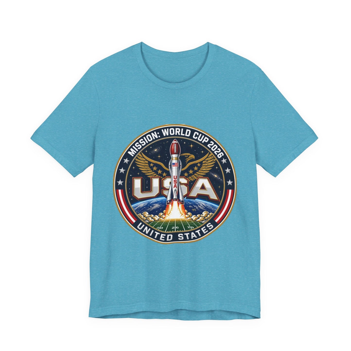 USA Rocket Mission Tee — World Cup 2024 Vintage Space Graphic T-Shirt Printify