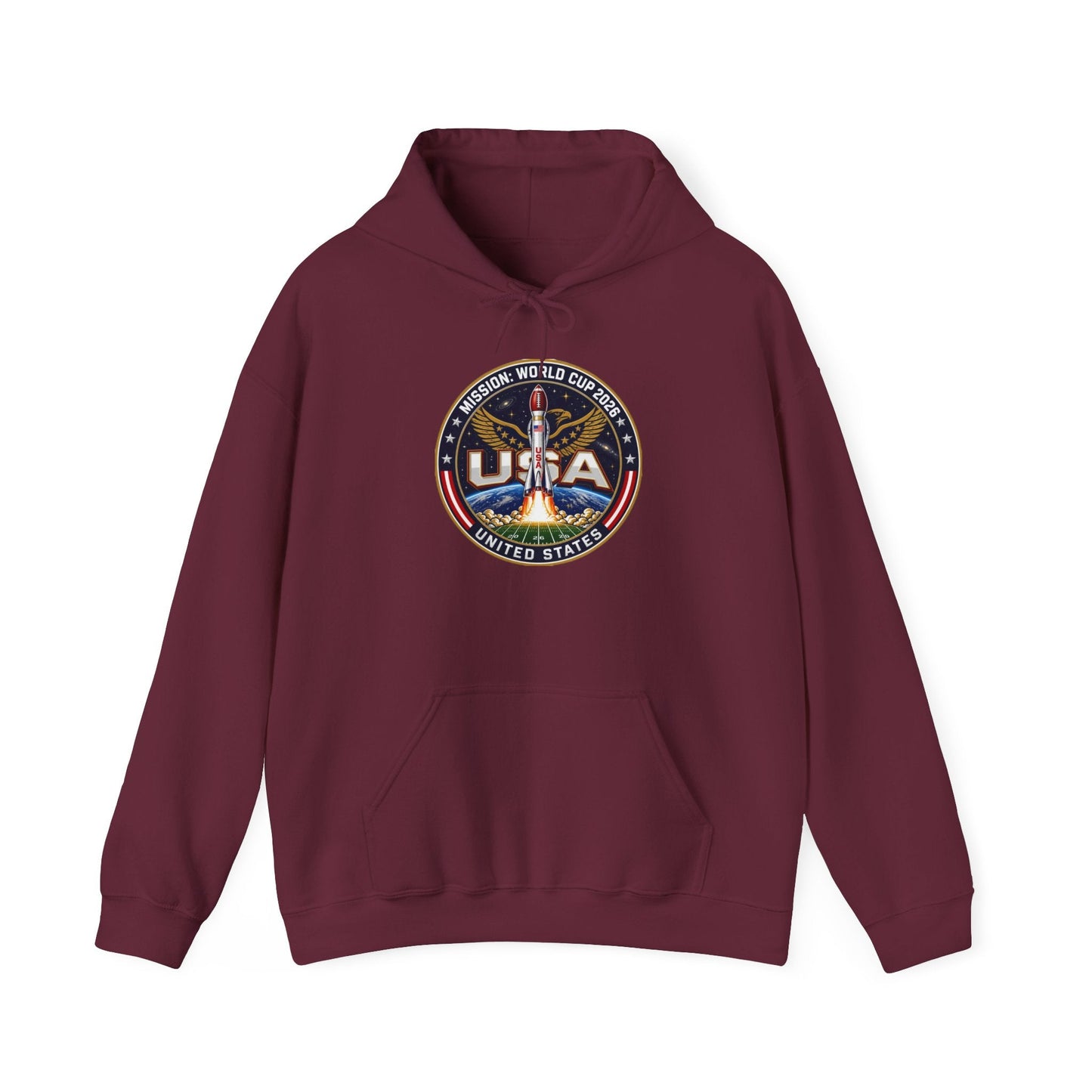 USA Eagle Patch Hoodie – Vintage American Flag Graphic Printify