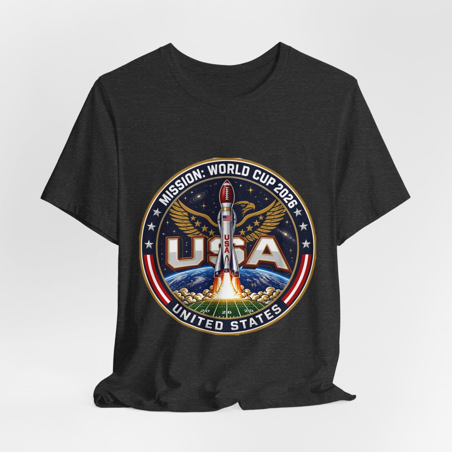 USA Rocket Mission Tee — World Cup 2024 Vintage Space Graphic T-Shirt Printify