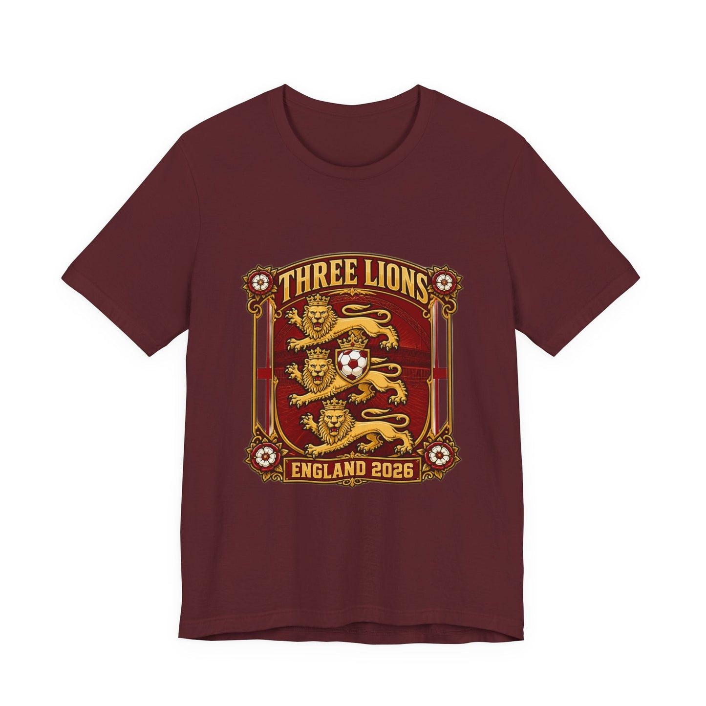 Three Lions England 2026 T‑Shirt — Vintage Football Crest Tee Printify