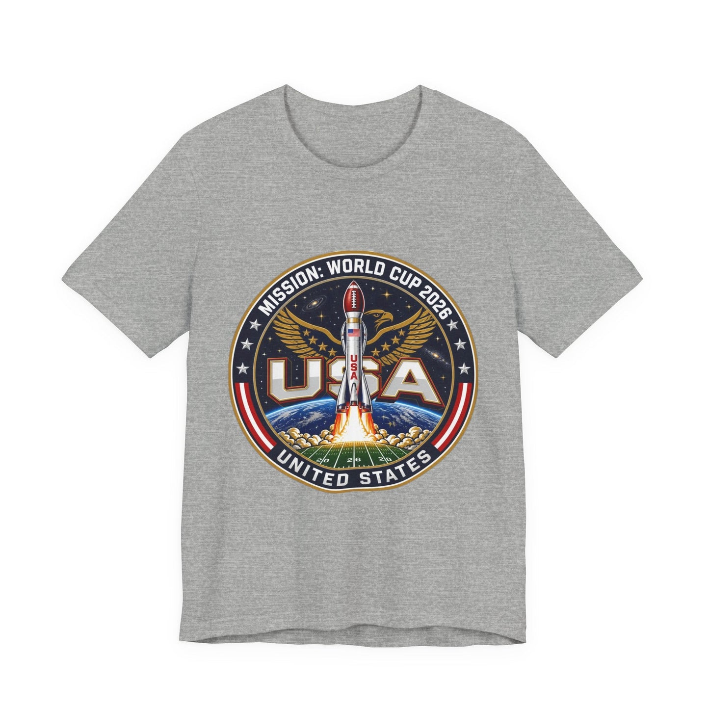 USA Rocket Mission Tee — World Cup 2024 Vintage Space Graphic T-Shirt Printify