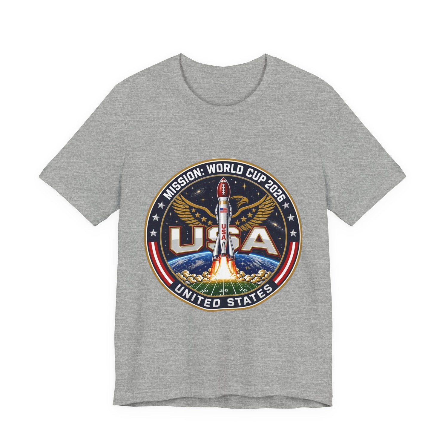 USA Rocket Mission Tee — World Cup 2024 Vintage Space Graphic T-Shirt Printify