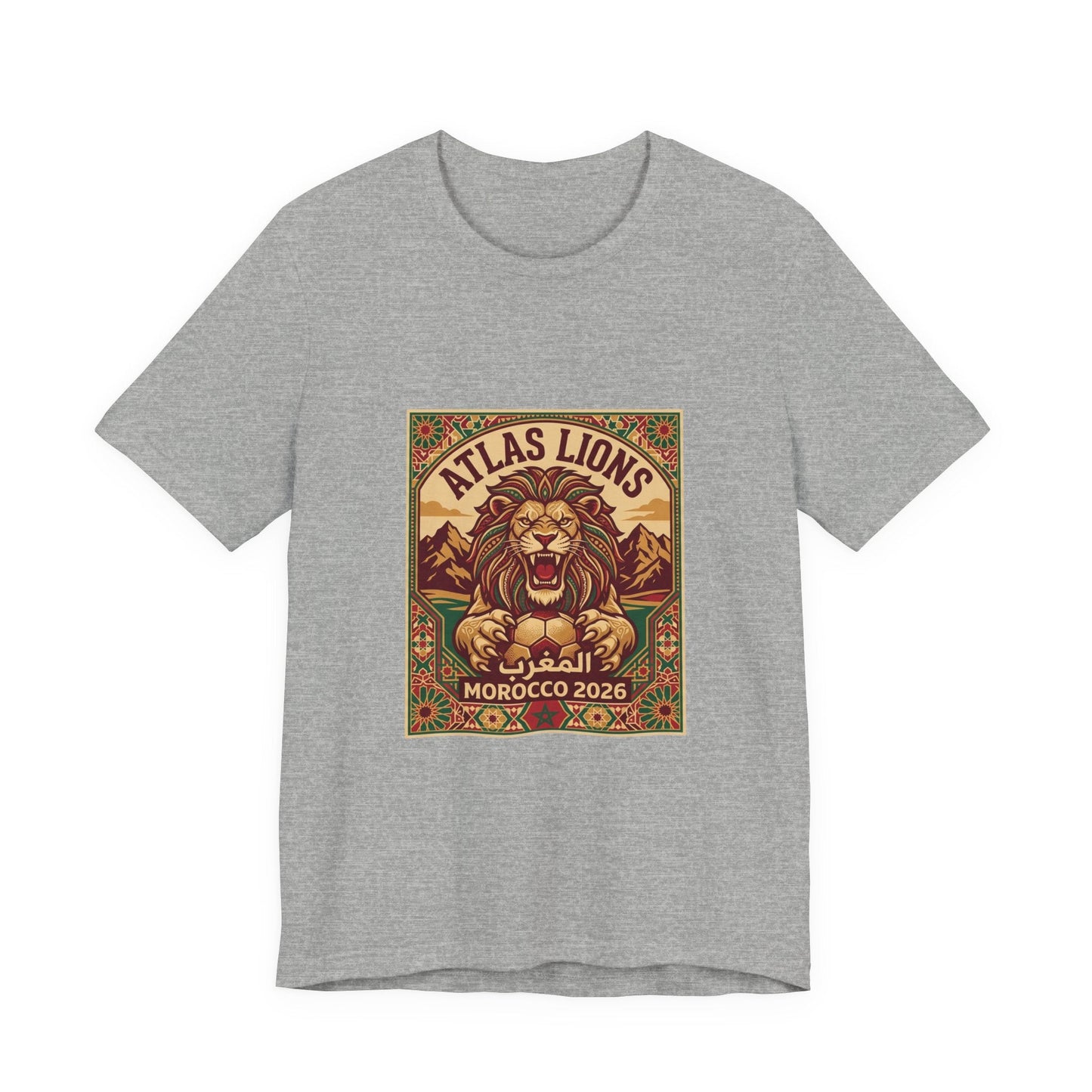 Atlas Lions Morocco 2026 Tee — Vintage Soccer Lion Graphic T-Shirt Printify