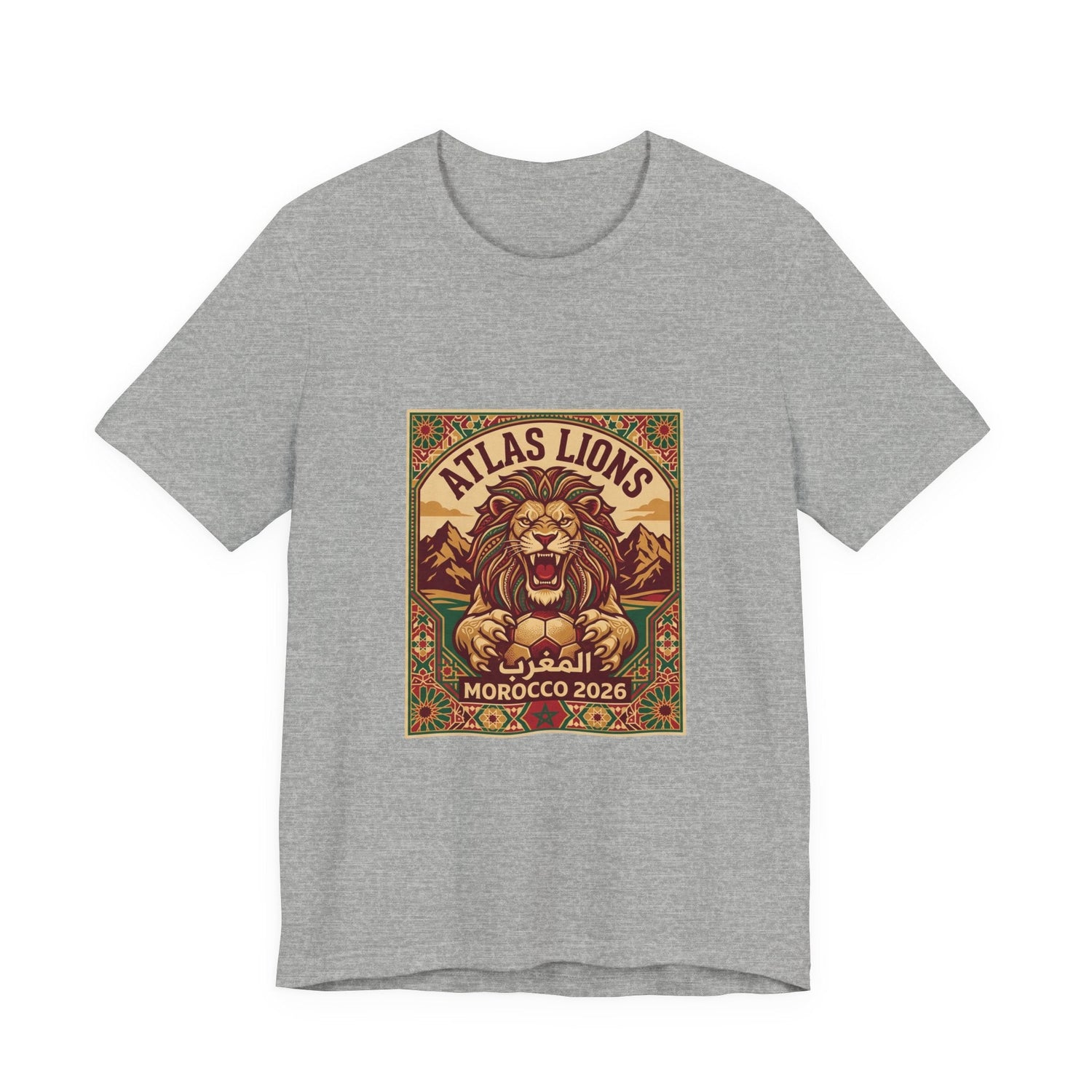Atlas Lions Morocco 2026 Tee — Vintage Soccer Lion Graphic T-Shirt Printify