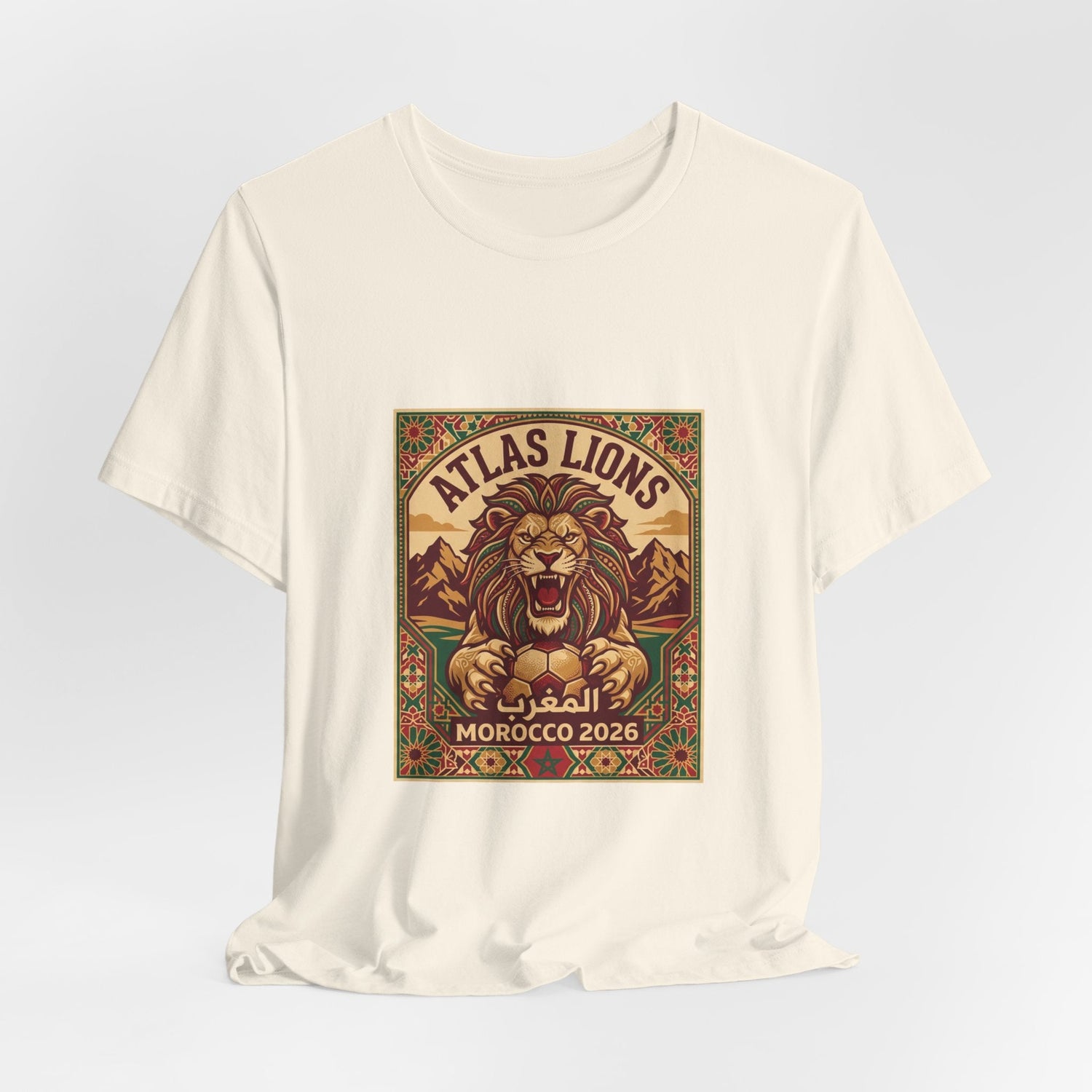 Atlas Lions Morocco 2026 Tee — Vintage Soccer Lion Graphic T-Shirt Printify