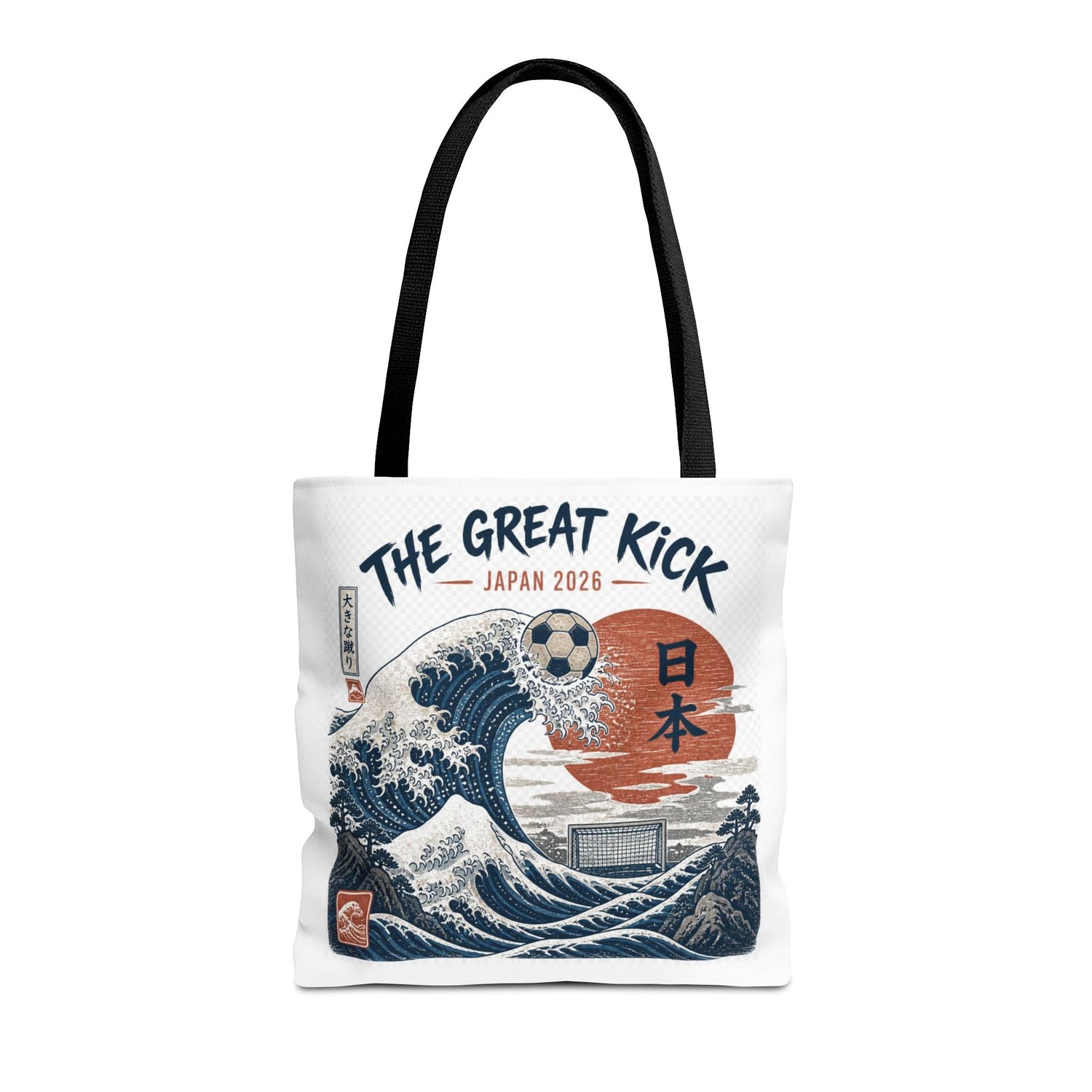 The Great Kick Japan Soccer Tote Bag — Japanese Wave Football Design Printify