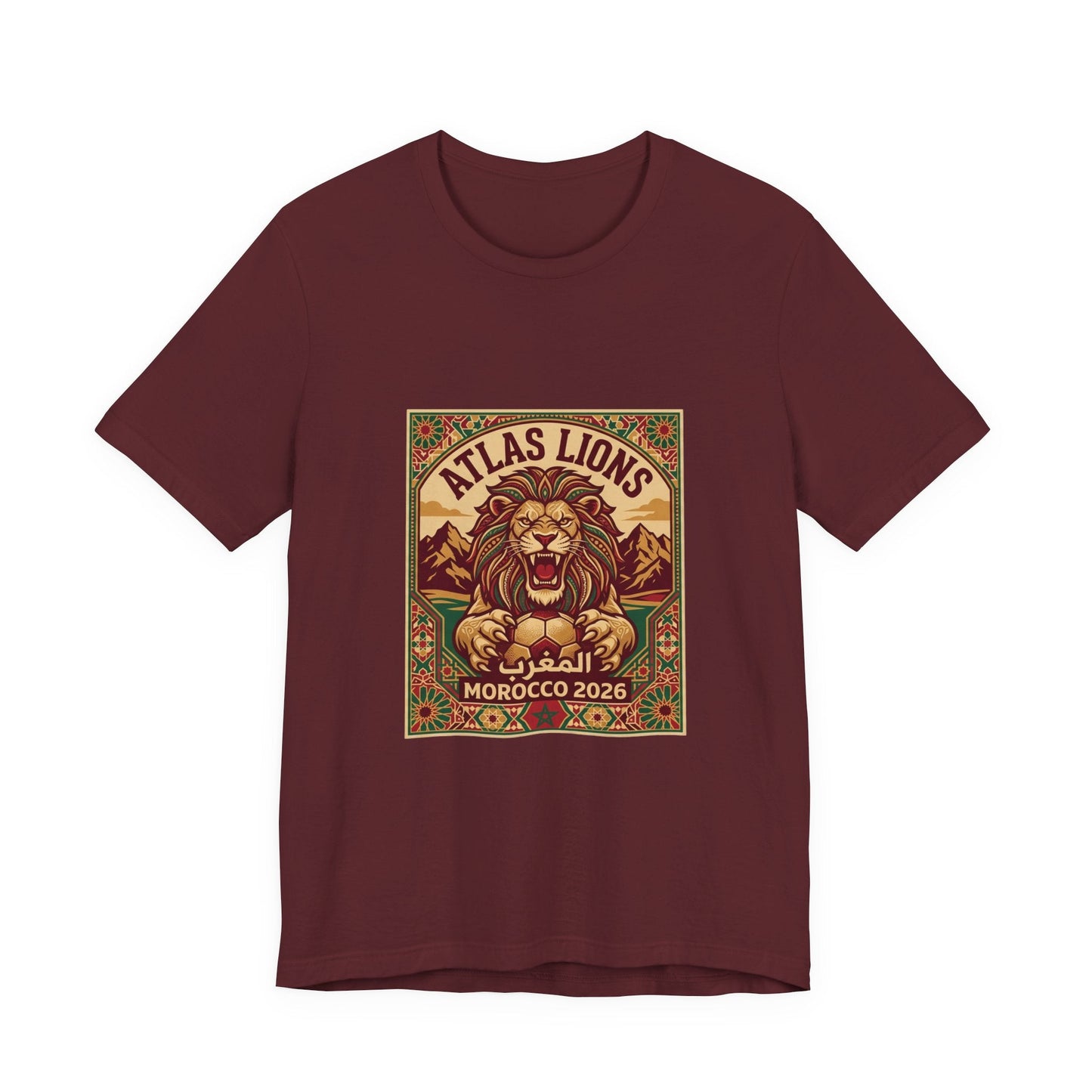 Atlas Lions Morocco 2026 Tee — Vintage Soccer Lion Graphic T-Shirt Printify