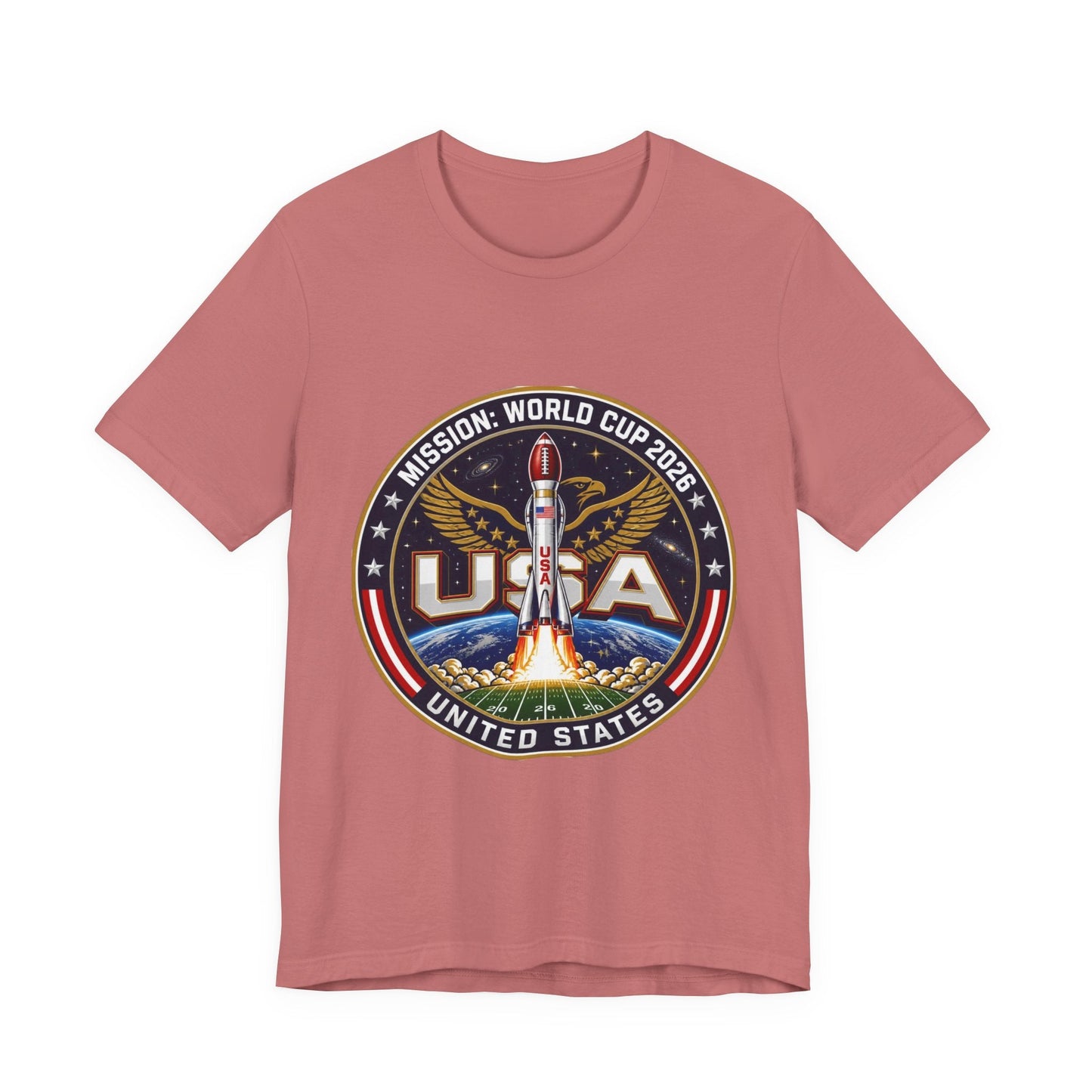 USA Rocket Mission Tee — World Cup 2024 Vintage Space Graphic T-Shirt Printify