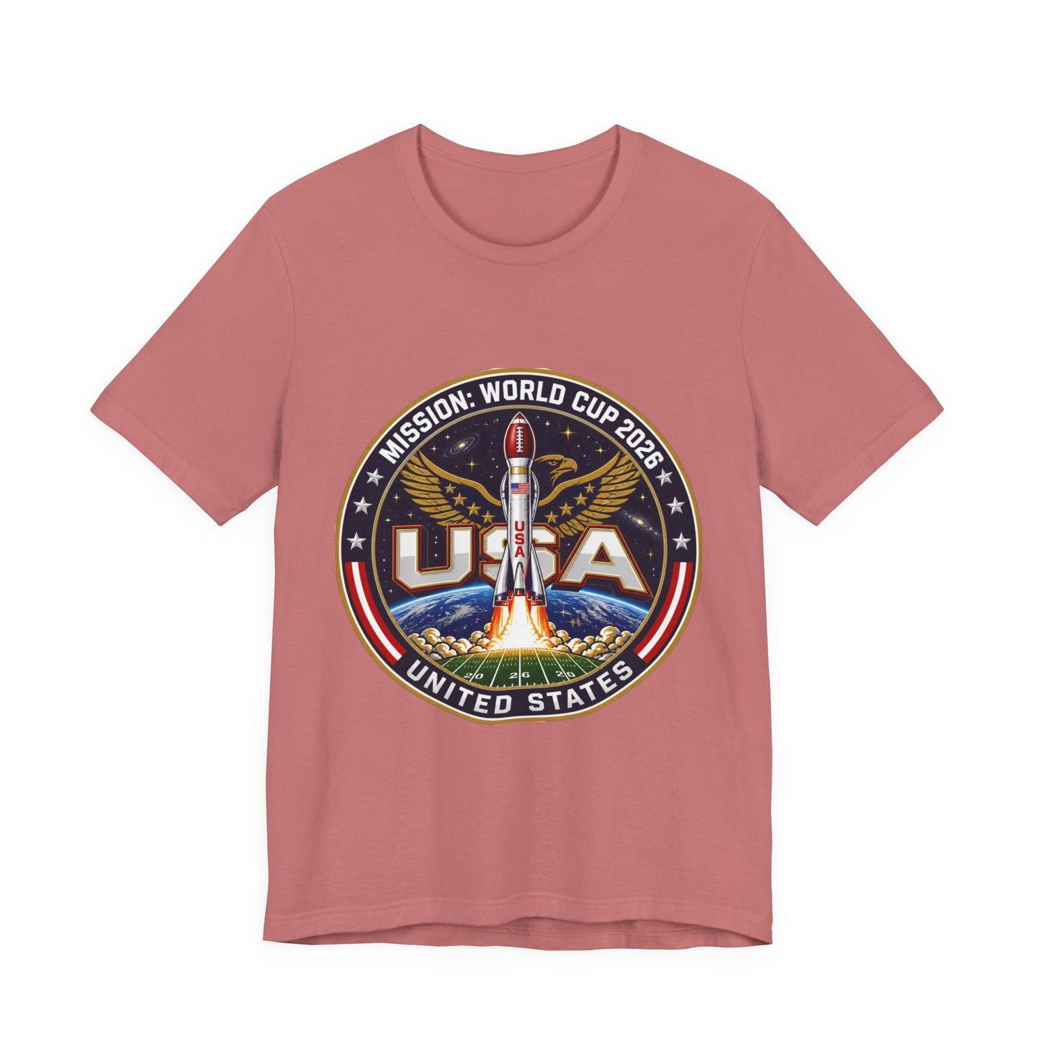 USA Rocket Mission Tee — World Cup 2024 Vintage Space Graphic T-Shirt Printify