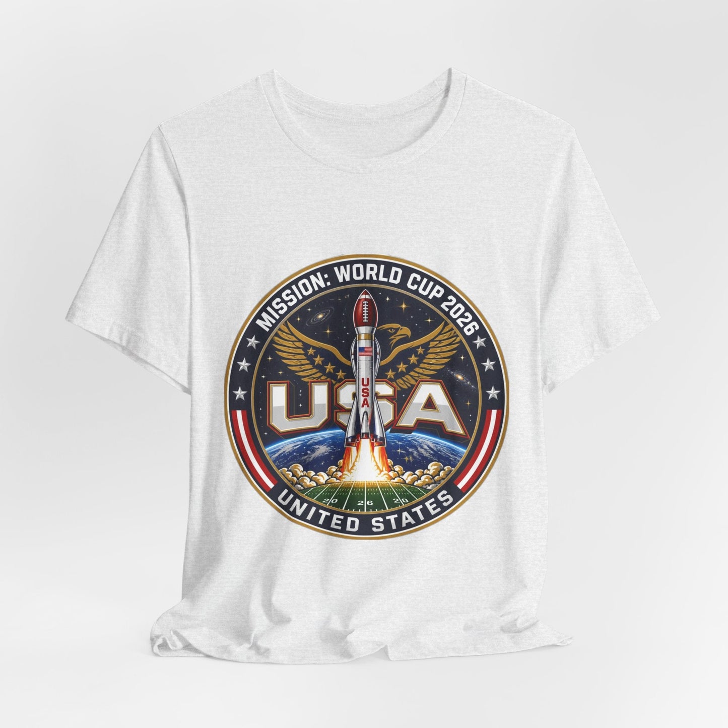 USA Rocket Mission Tee — World Cup 2024 Vintage Space Graphic T-Shirt Printify