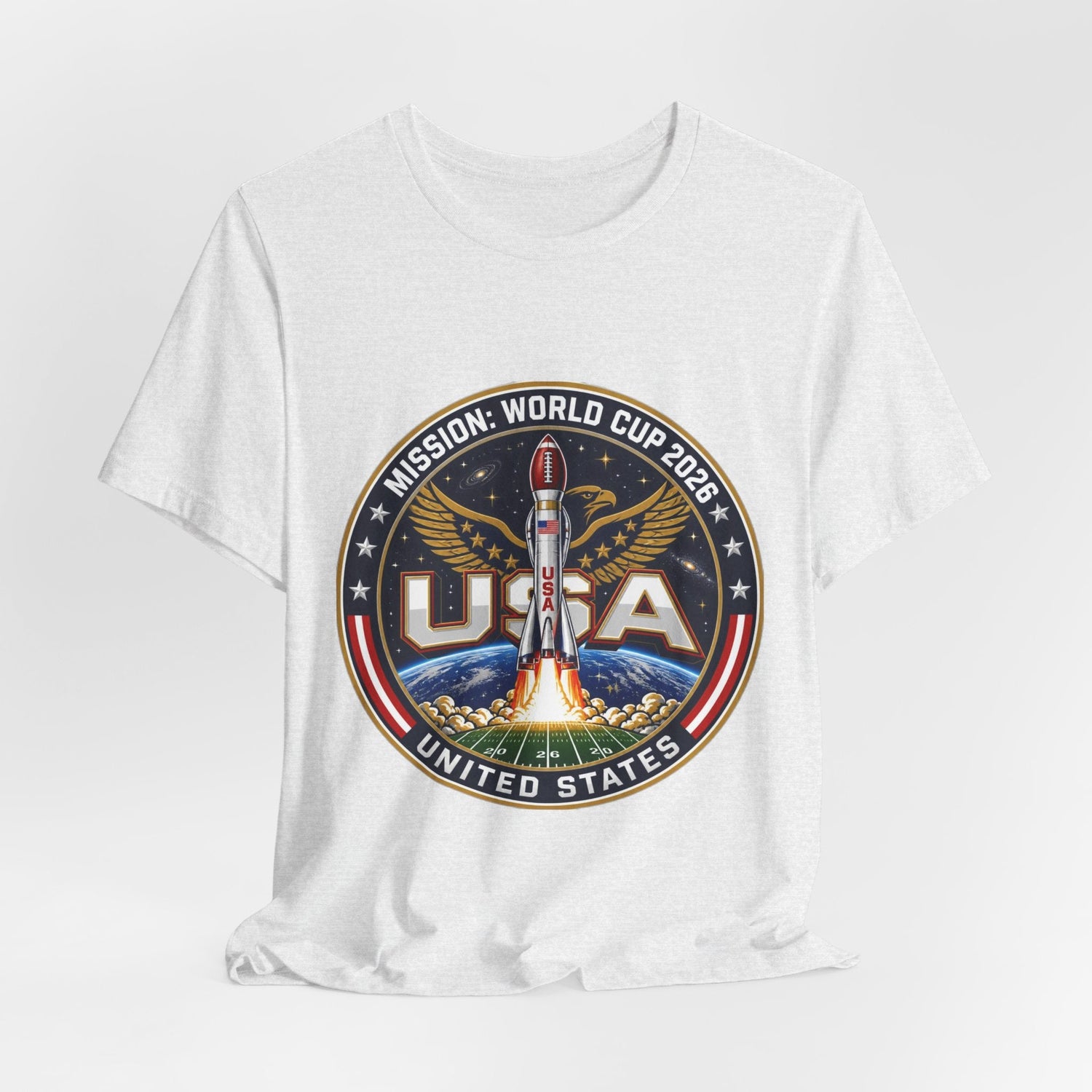 USA Rocket Mission Tee — World Cup 2024 Vintage Space Graphic T-Shirt Printify