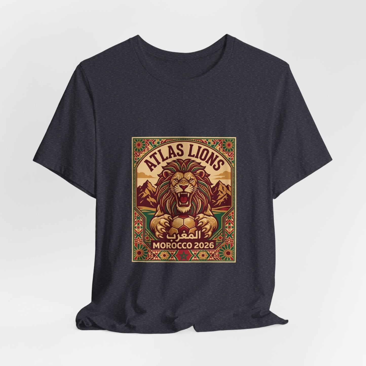 Atlas Lions Morocco 2026 Tee — Vintage Soccer Lion Graphic T-Shirt Printify