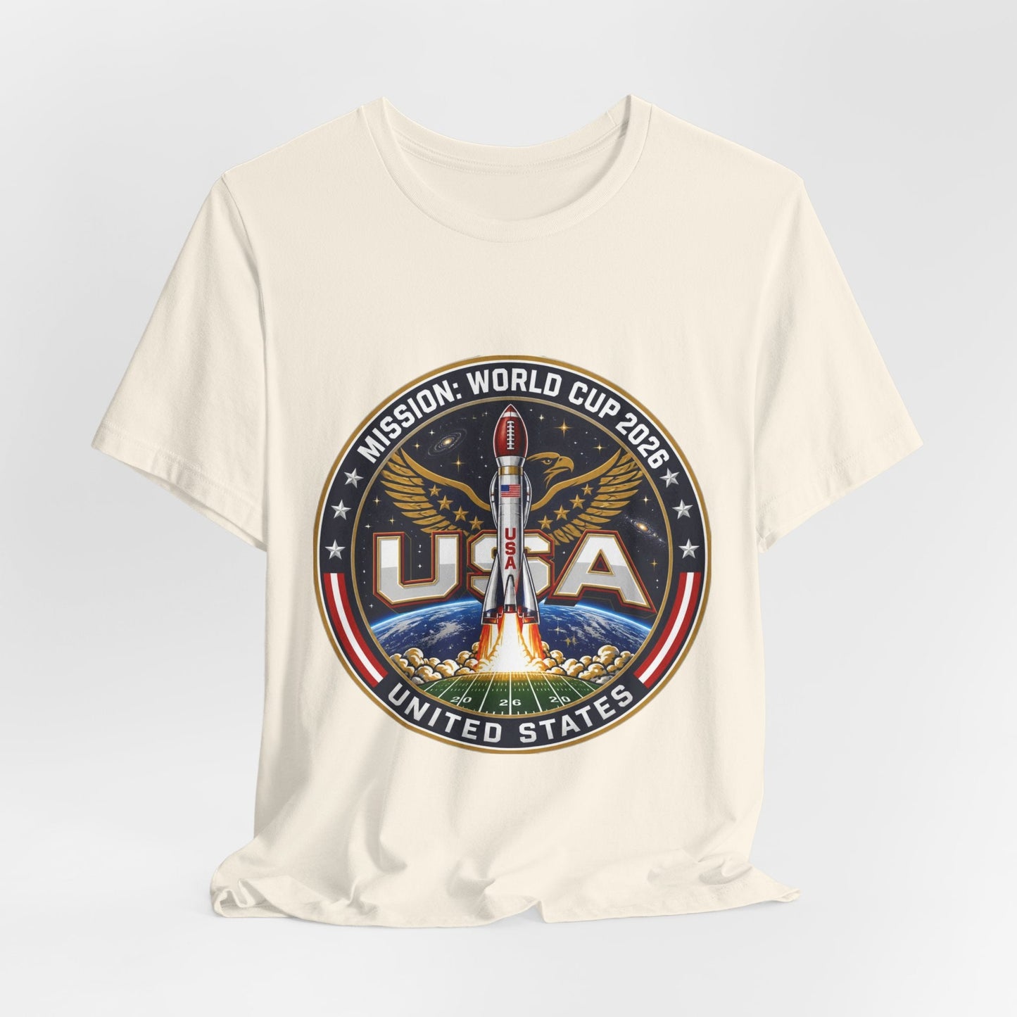 USA Rocket Mission Tee — World Cup 2024 Vintage Space Graphic T-Shirt Printify