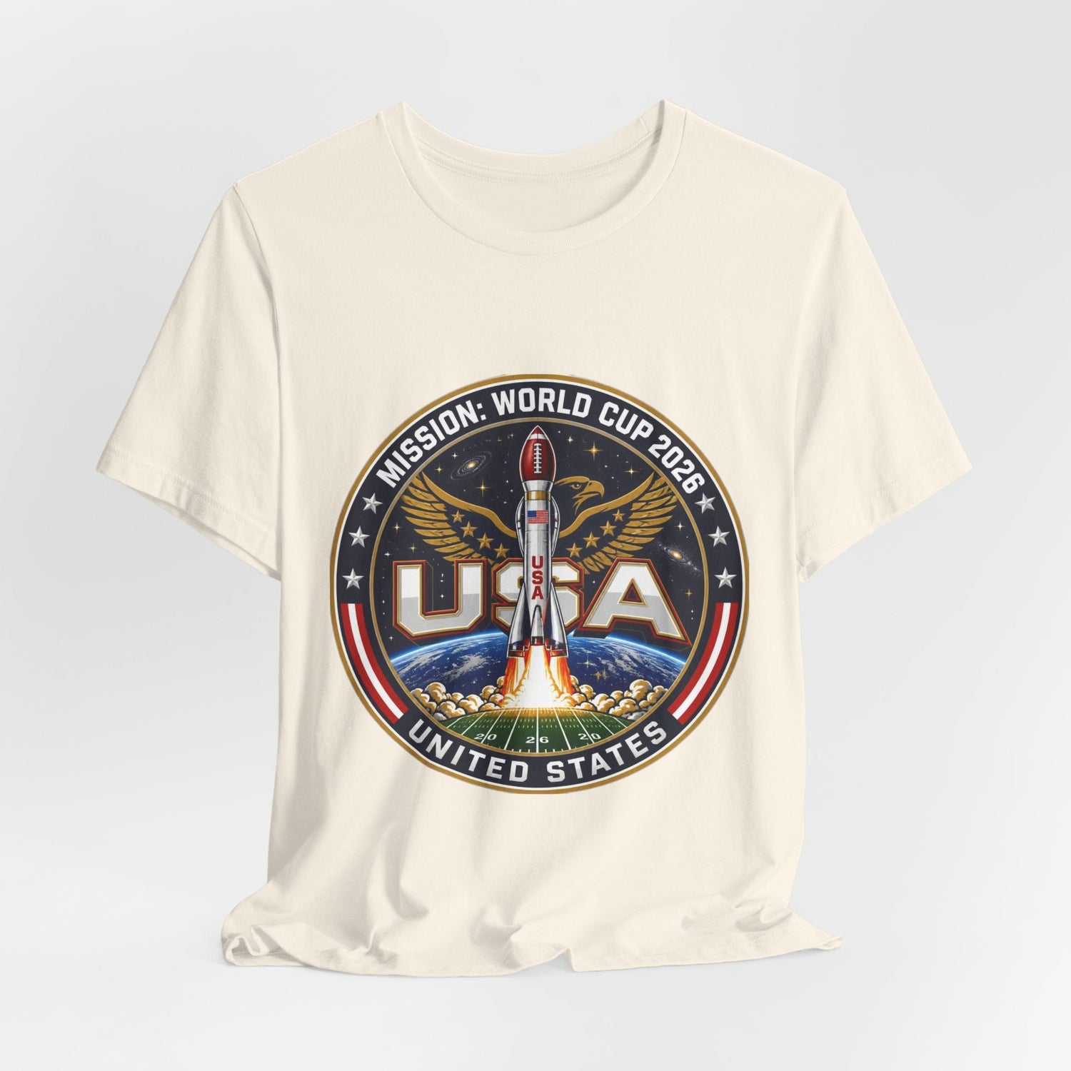 USA Rocket Mission Tee — World Cup 2024 Vintage Space Graphic T-Shirt Printify